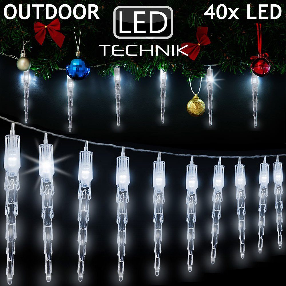 Deuba Lichterkette, 1-flammig, Eiszapfen Lichterkette 40 LED 10 Zapfen 6,2m  Innen Außen IP44 kaltweiß Eisregen Weihnachtsdeko Weihnachten Deko online  kaufen | OTTO