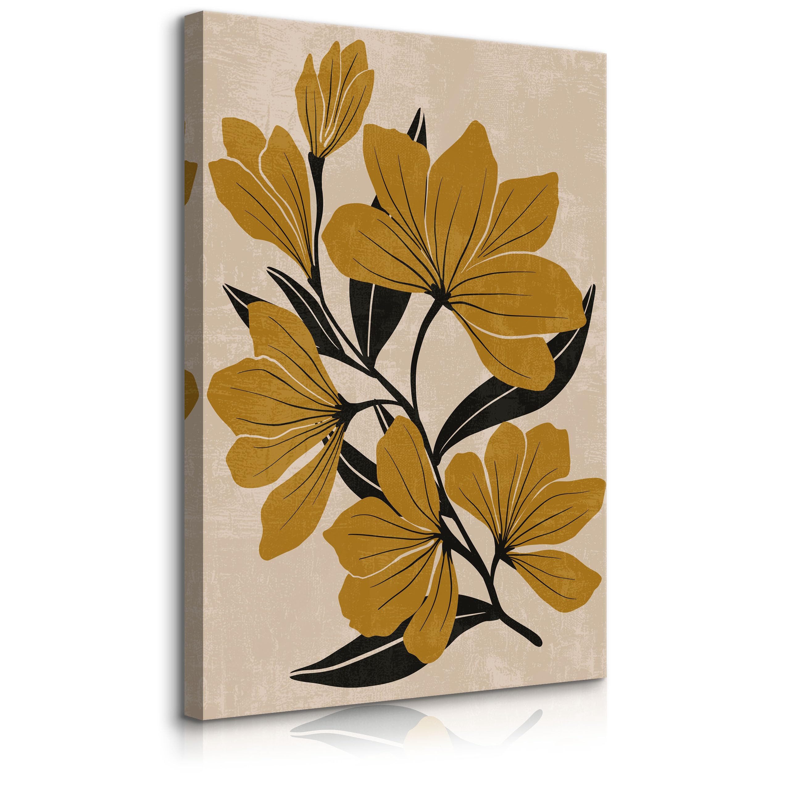 Muralo Leinwandbild Abstrakt – Leinwandbild Wandbild Kunstdruck Wohnzimmer, Blumen (1 St), Feldblumen – Boho – Blütenpracht, 80 x 120 cm, aufhängefertig