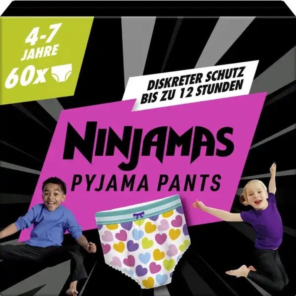 Ninjamas Windeln Ninjamas Pyjama Pants – absorbierende Nachthöschen (60-St), Diskreter Sitz wie Unterwäsche – bequem & flexibel