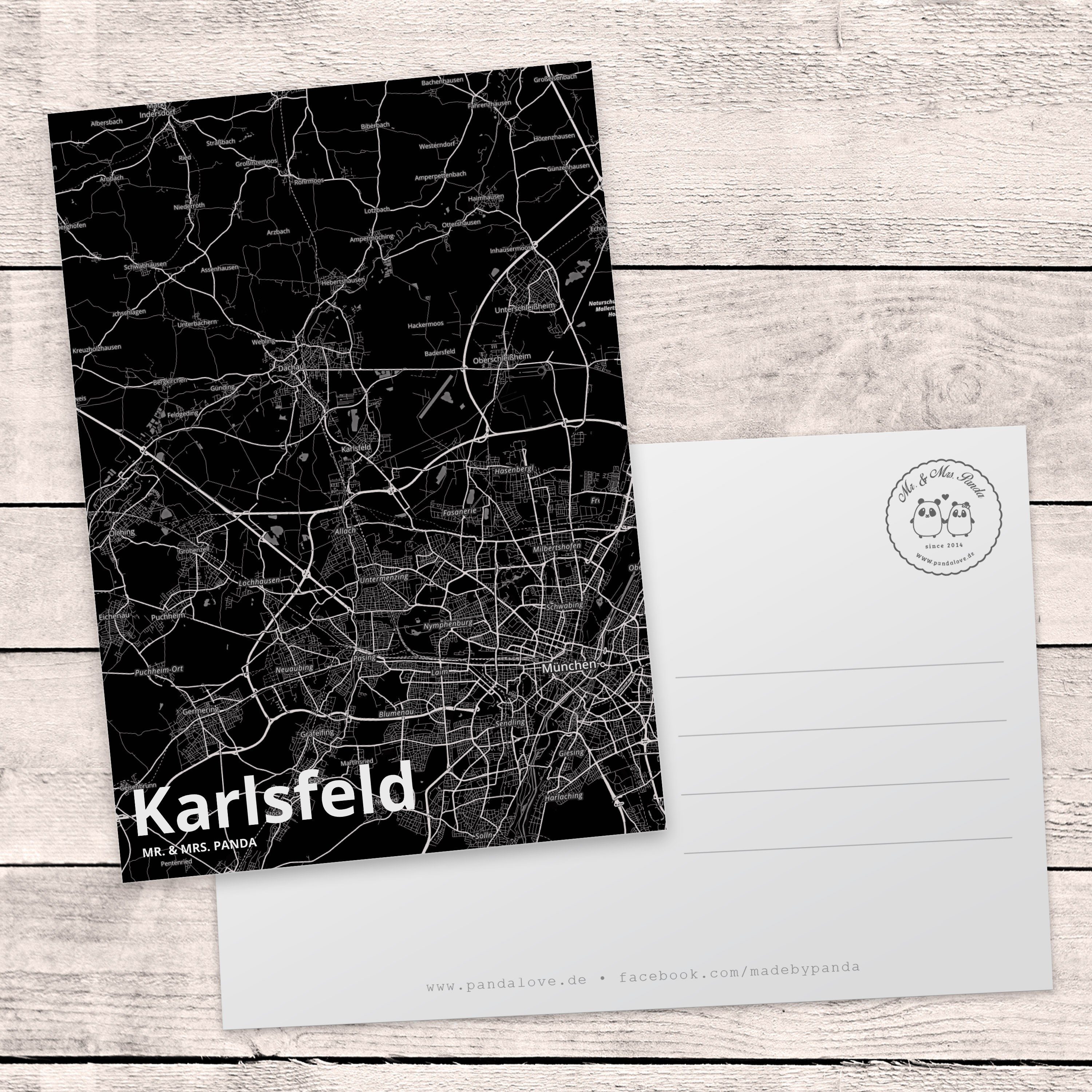 Mr. & Mrs. Panda - Map Landkarte Karte Dorf Sta Stadt Karlsfeld Geschenk, Postkarte Dankeskarte