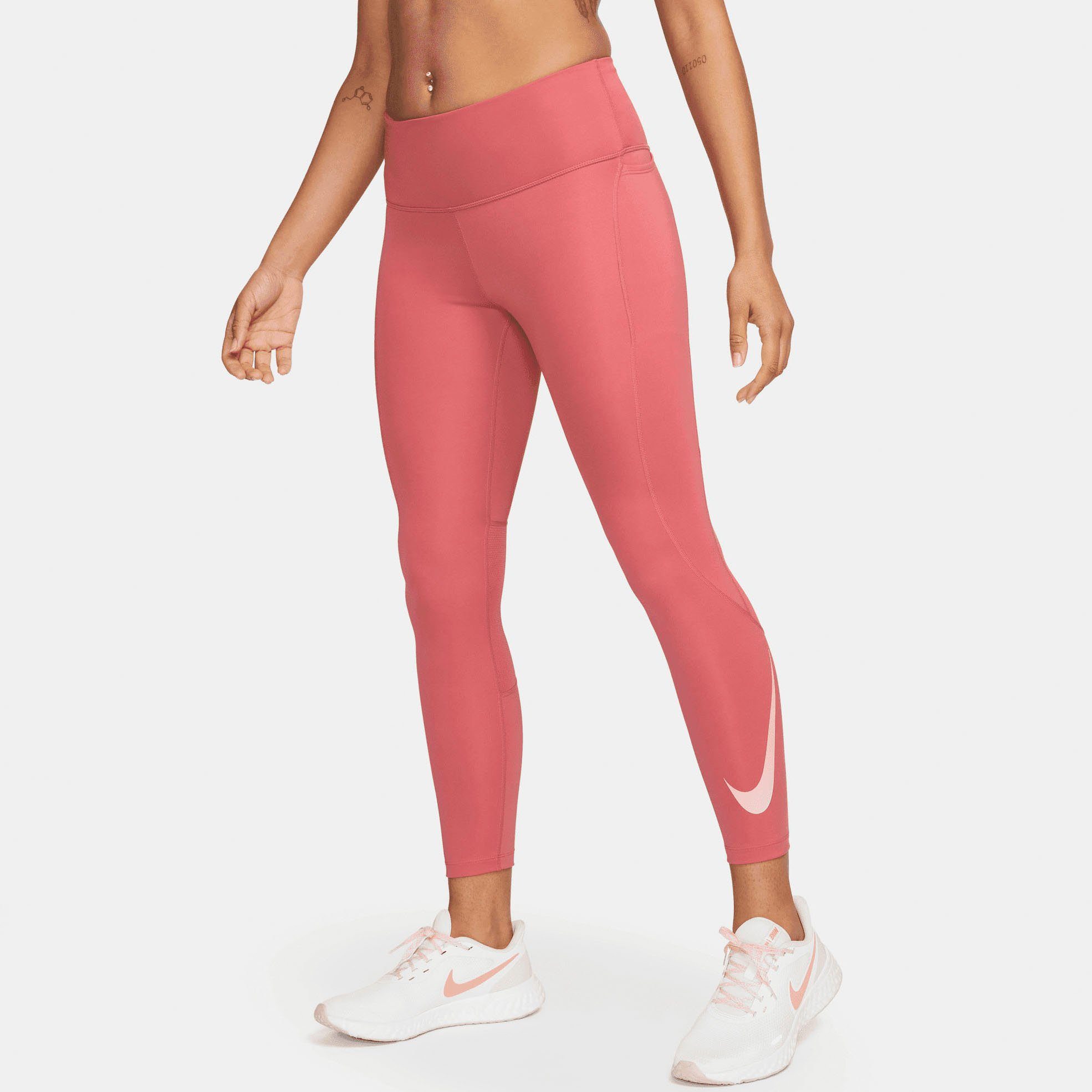 Nike Lauftights Dri-FIT Fast Women's Mid-Rise / Leggings rot | Tights