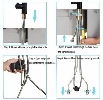 XDeer Küchenarmatur Wasserhahn mit 2 Strahlarten,Küchenarmatur Berührungsempfindlichkeit mit Brause Ausziehbar, Spültischarmatur Küche 360°,Mischbatterie