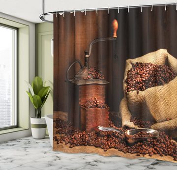 Abakuhaus Duschvorhang Moderner Digitaldruck mit 12 Haken auf Stoff Wasser Resistent Breite 175 cm, Höhe 180 cm, Kaffee Grinder Beans in Jutesack