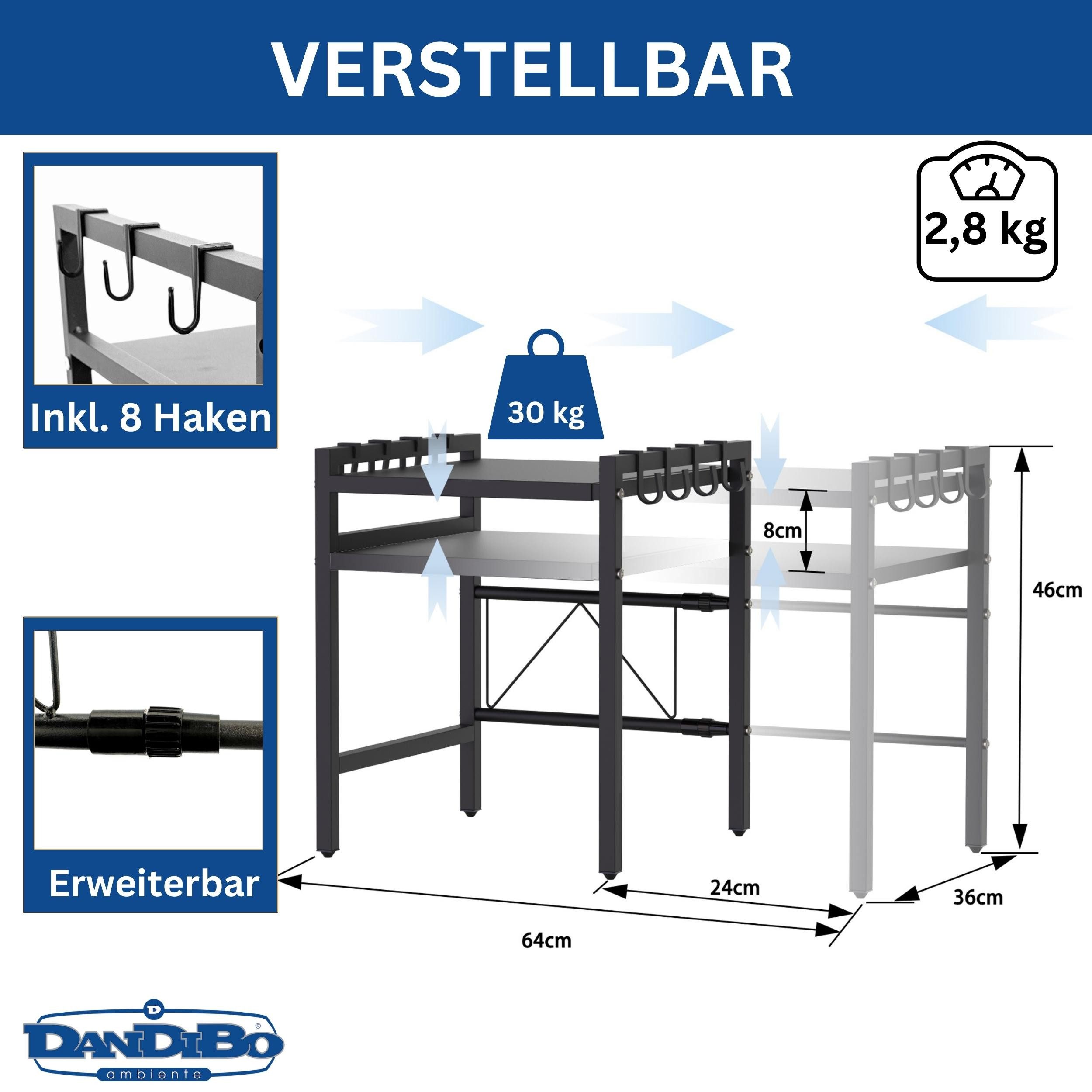 DanDiBo Küchenregal Erweiterbar für Arbeitsplatte Schwarz günstig online kaufen