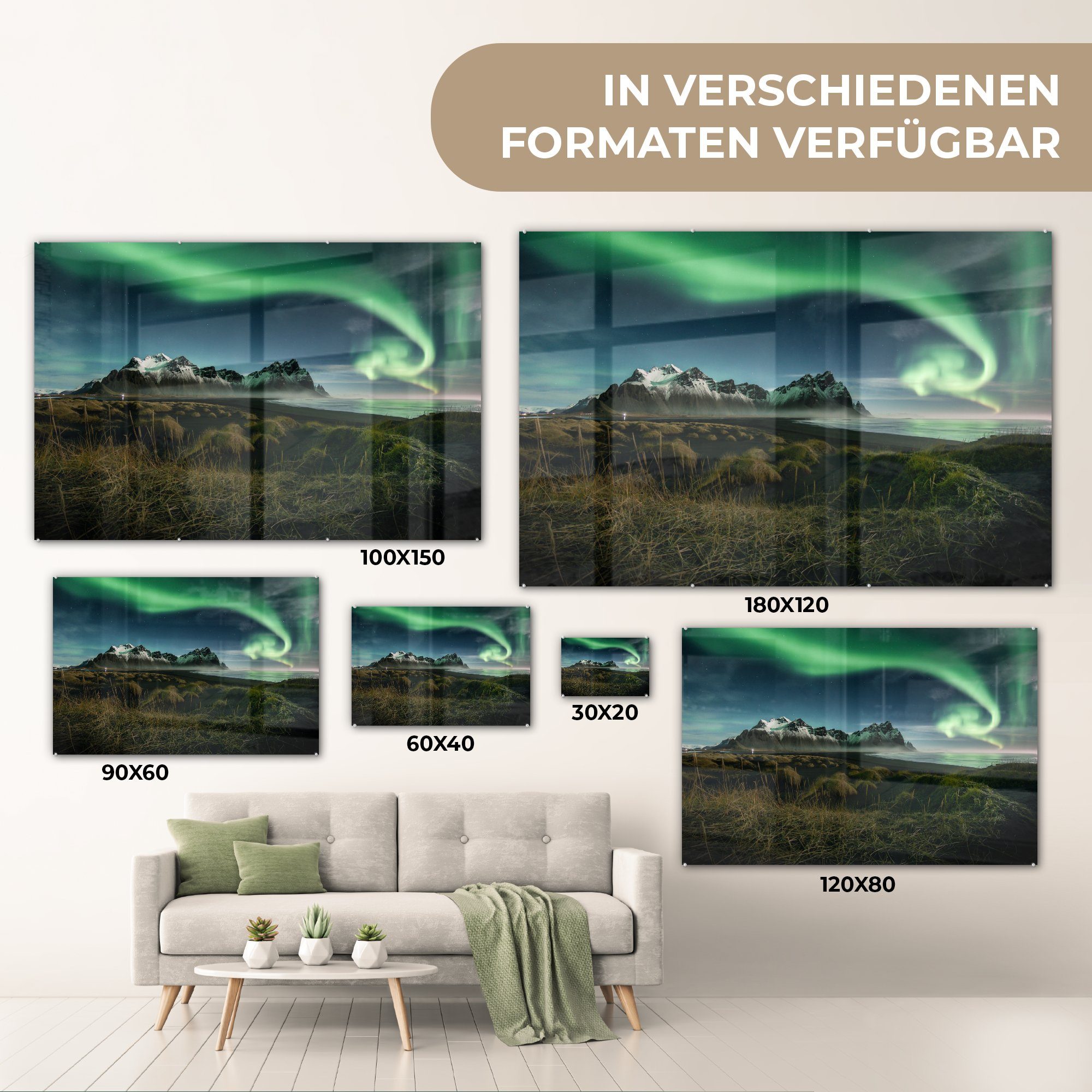 MuchoWow Wohnzimmer in & (1 Acrylglasbild Berg Schlafzimmer St), Acrylglasbilder Island, Vestrahorn