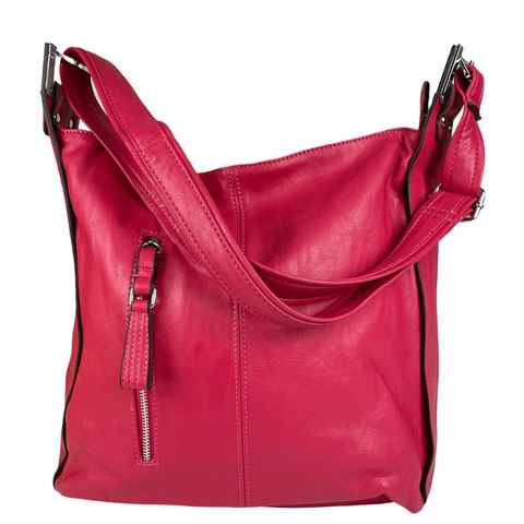 Taschen4life Schultertasche Damen Shopper 7067 pink, moderne Umhängetasche, schlichte Optik, einfarbig, breiter Trageriemen