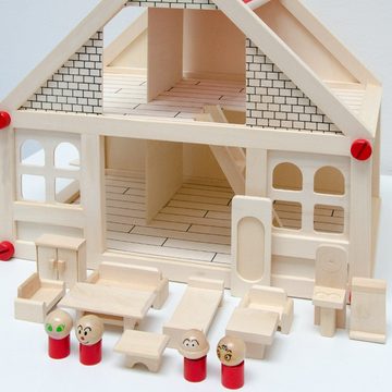 eyepower Puppenhaus Puppenhaus aus Holz für Kinder, 2-stöckig, Möbel Puppenstube 40x29x38cm