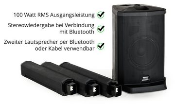 McGrey E-208LA Aktiv Line Array Säulenanlage Stereo Set Lautsprecher (Bluetooth, 100 W, PA-Anlage mit 8x 2,5" Breitbandlautsprecher)