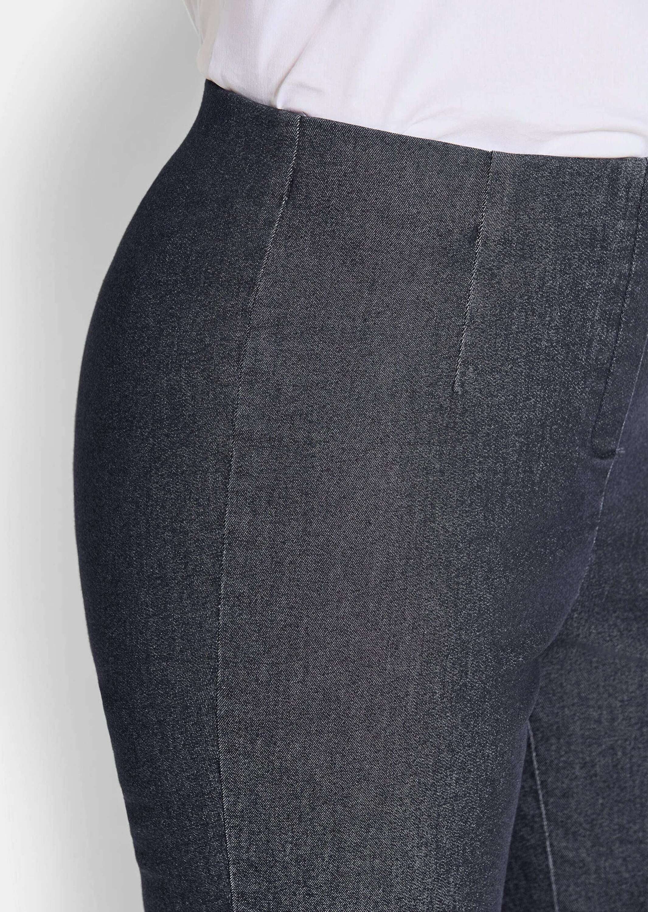 GOLDNER Stoffhose Jerseyhose mit Schlupfbund Stoffhose mit Reißverschluss-Optik und Knöchellänge
