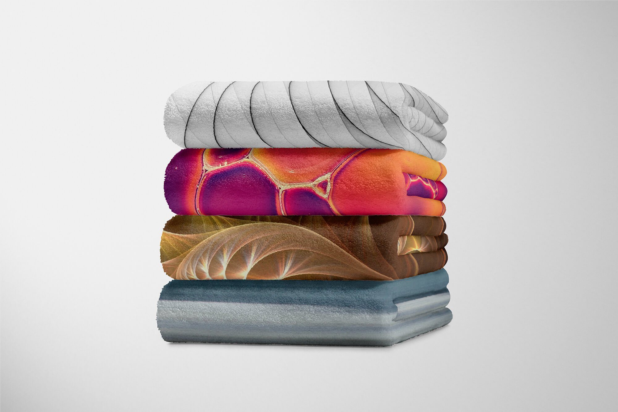 Saunatuch Baumwolle-Polyester-Mix Sinus Kuscheldecke Fraktal (1-St), Art Strandhandtuch Fotomotiv Handtuch Handtücher Handtuch Kunstvoll, mit Spiralen
