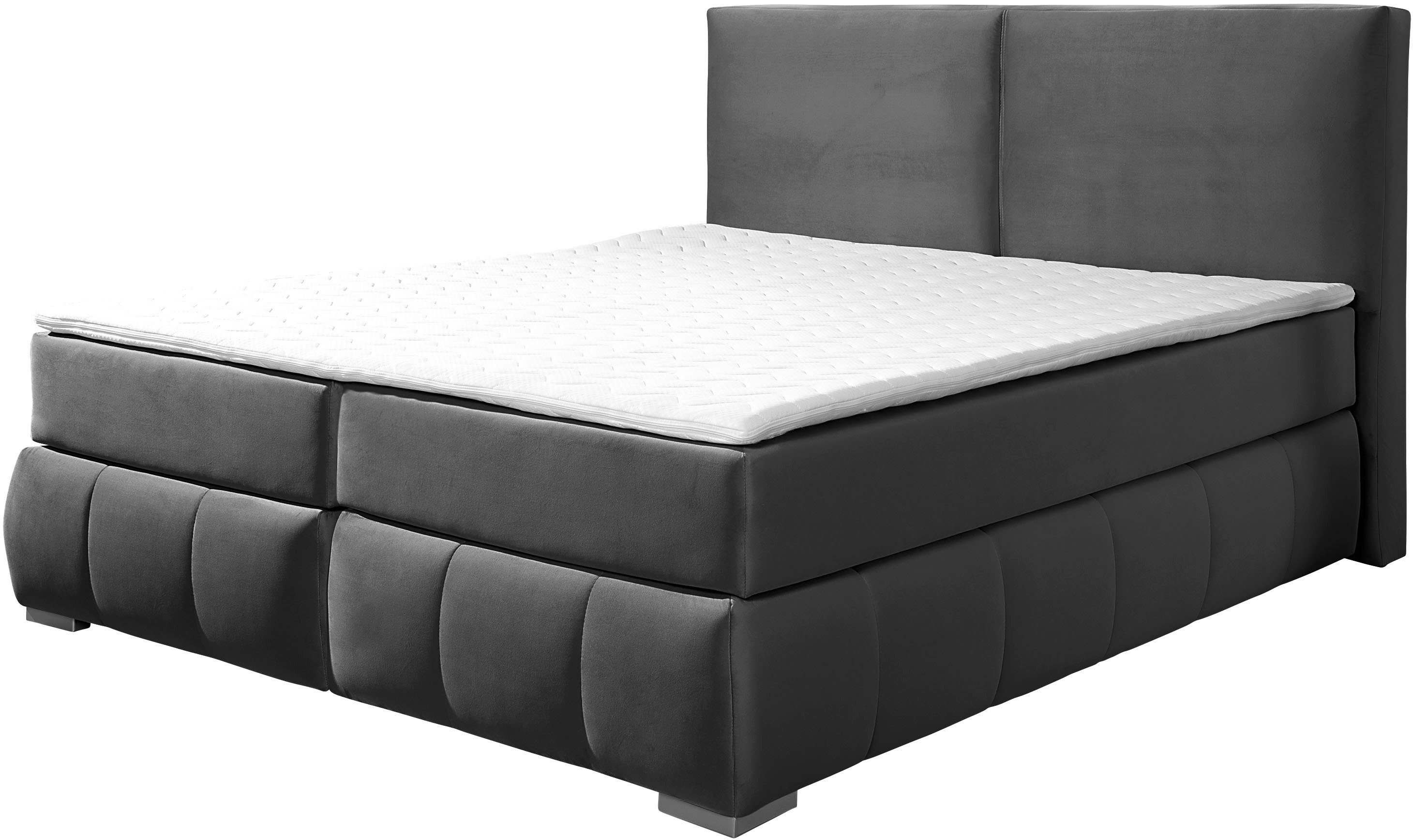 Home affaire Boxspringbett Wehma, inkl. Topper in 3 verschiedenen Matratzen, auch in Samtstoff