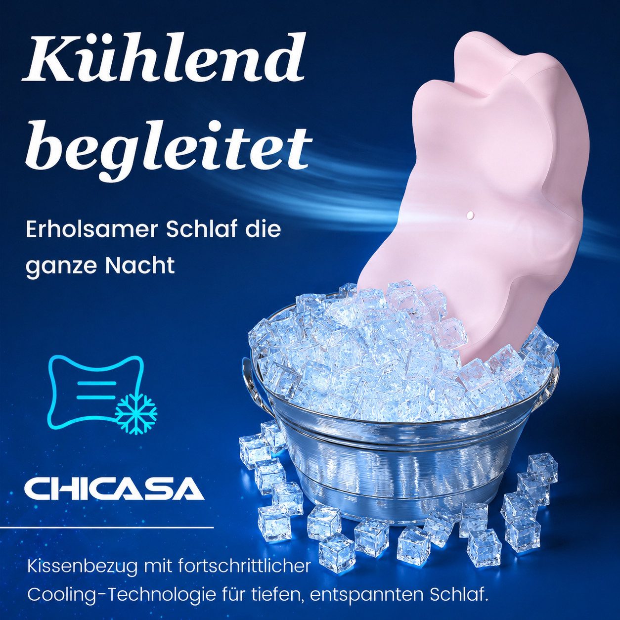 CHICASA Kopfkissen Nackenstützkissen aus 55D Memory Foam, HWS-stützend, abnehmbarer Bezug, Maße: 65 × 41 × 12/8 cm (zwei Höhen), 5-Zonen-Stützsystem, 100 % Memory-Schaum, Kühlendes Nackenstützkissen, 4D-Luftzirkulationsstruktur, Reisedesign