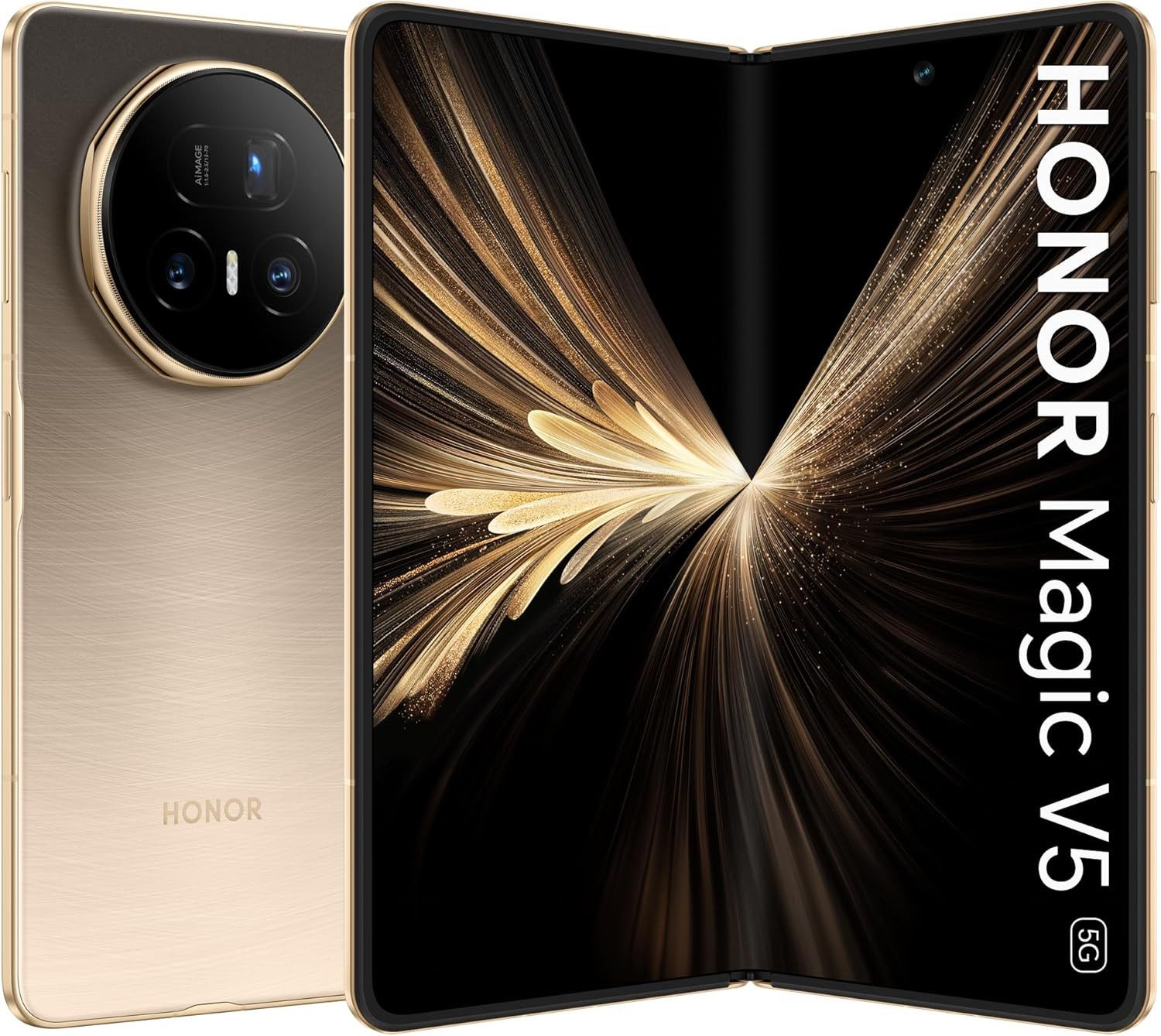 Honor Magic V5 5G AI Faltbares Telefon, Eye Comfort Display, 16 GB + 512 GB Smartphone (7.95 Zoll, 512 GB Speicherplatz, 50 MP Kamera)