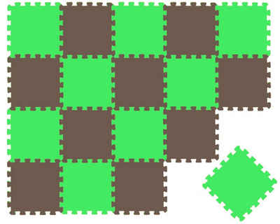 LittleTom Puzzlematte 18 Teile Baby Kinder Puzzlematte ab Null - 30x30cm, hellgrün braune Kindermatte