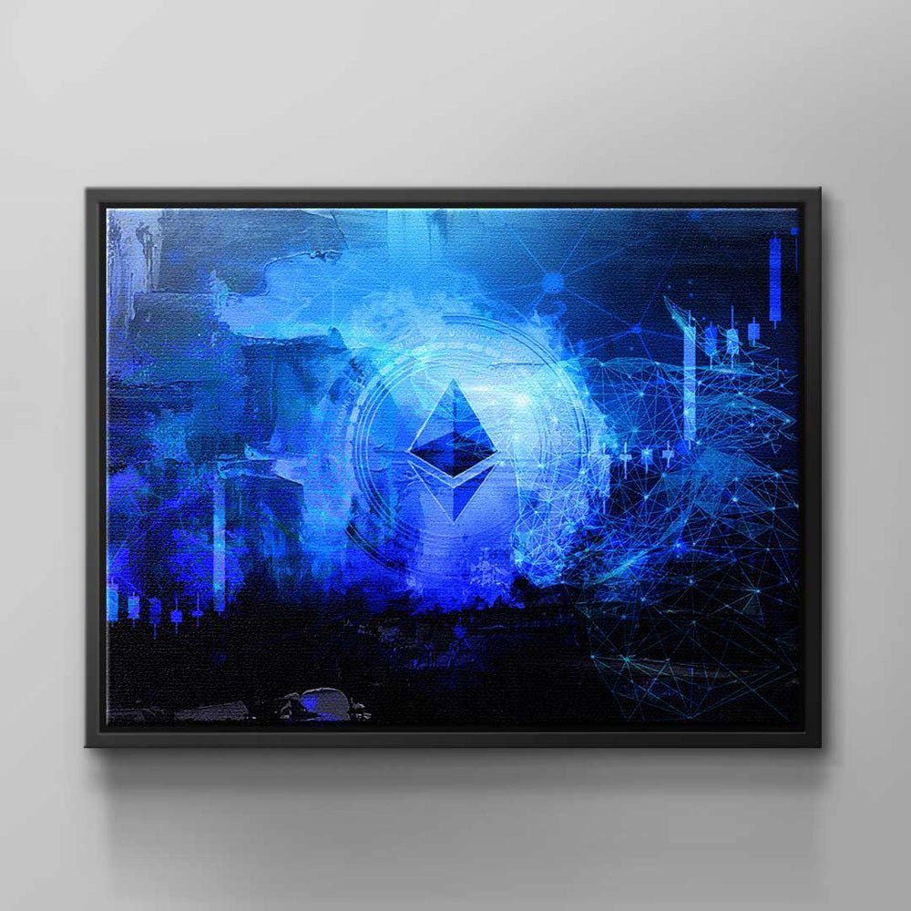 CANVAS Fans schwarzer DOTCOM von DOTCOMCANVAS® für Rahmen Crypto Wandbild Leinwandbild, Bitcoin &