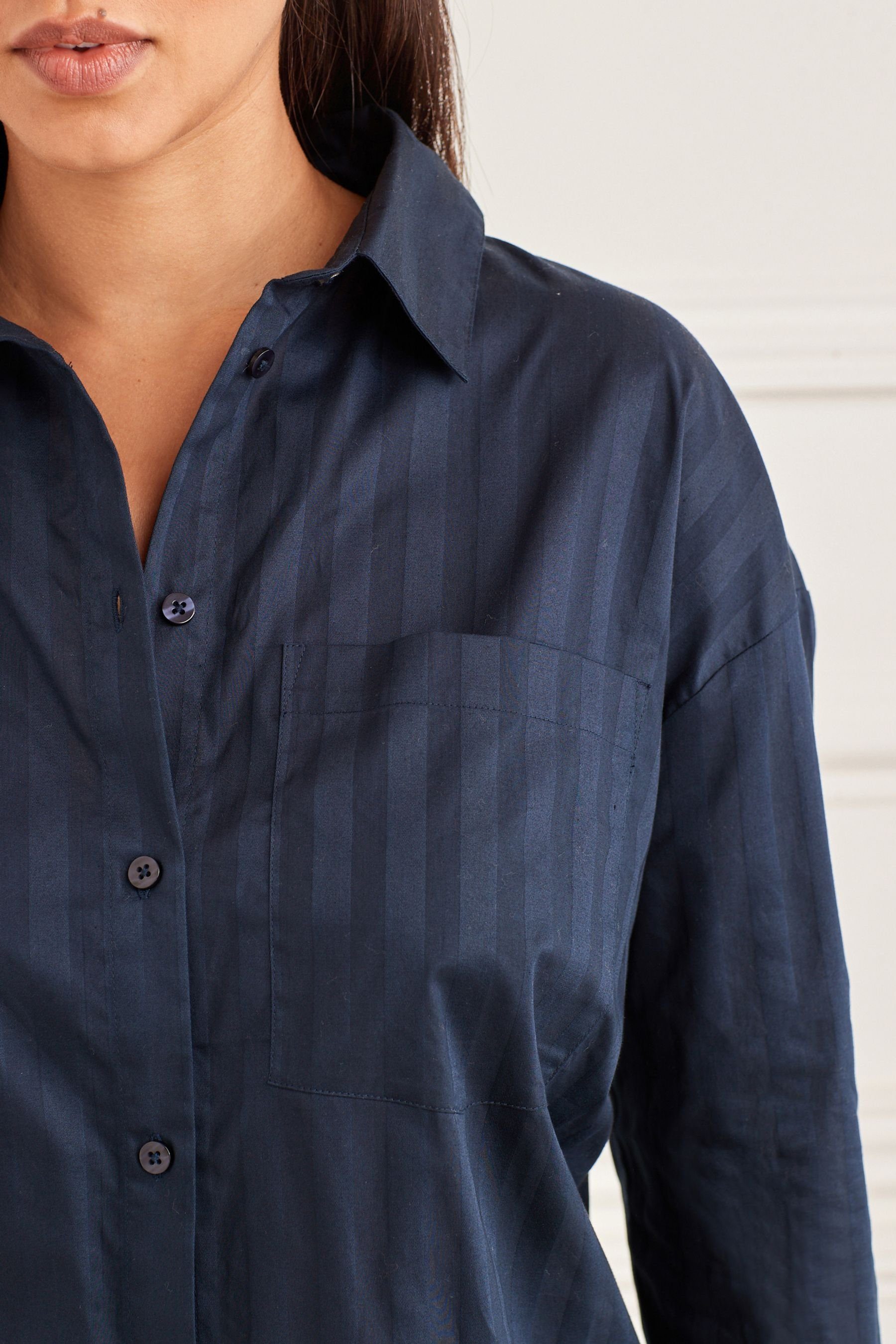 Next Pyjama tlg) Navy (2 Luxe Baumwolle Pyjama-Set Premium Blue aus