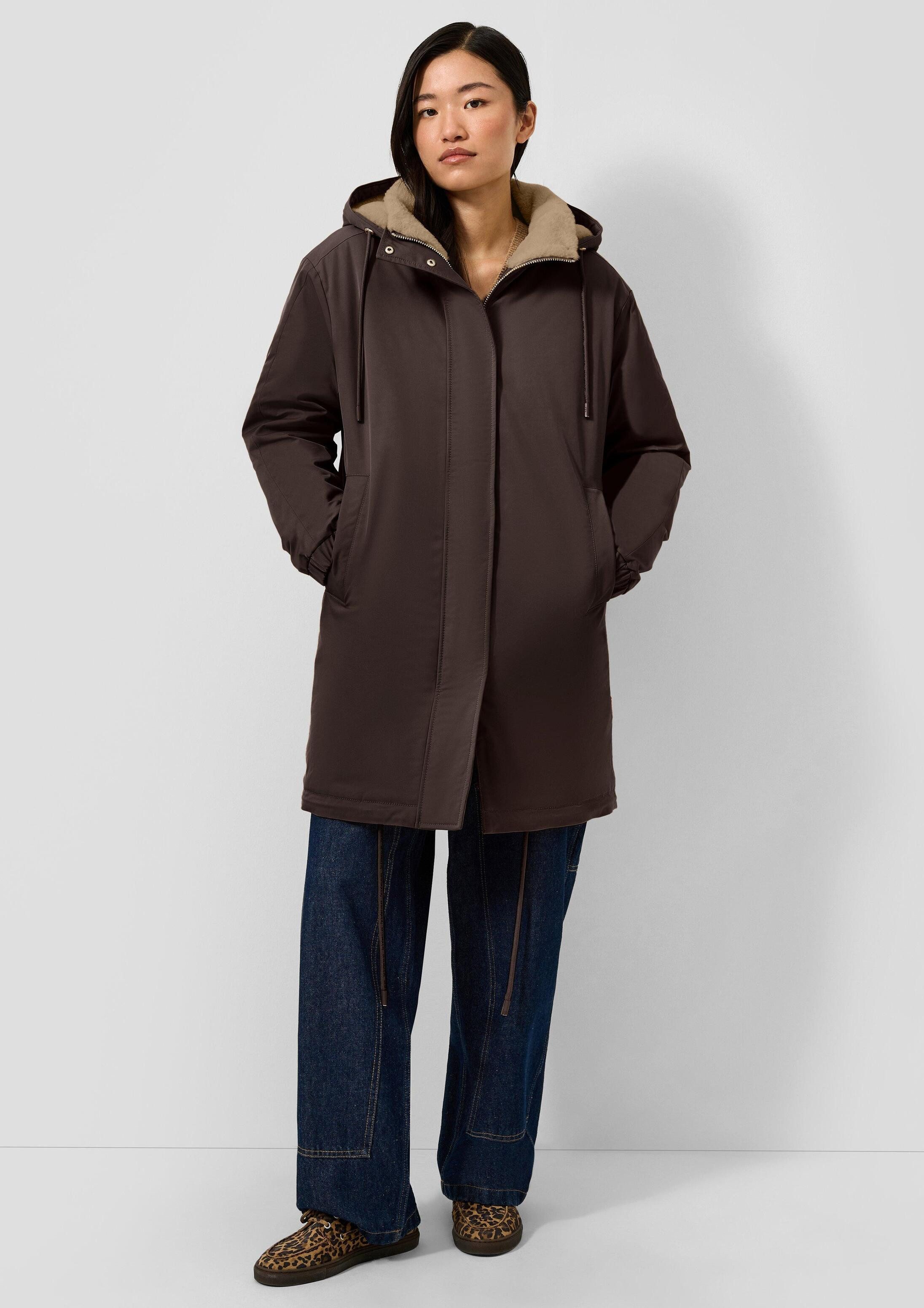 QS Parka Outdoor-Jacke Gefütterter Parka mit Teddyplüsch
