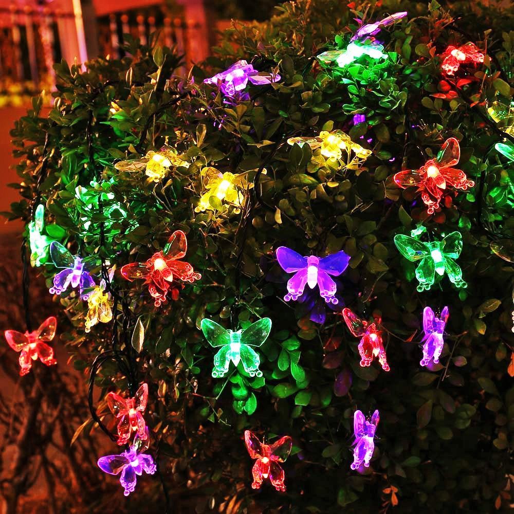 Salcar LED Solarleuchte 5m Solarleuchten Garten Schmetterlinge Lichterkette Bunt