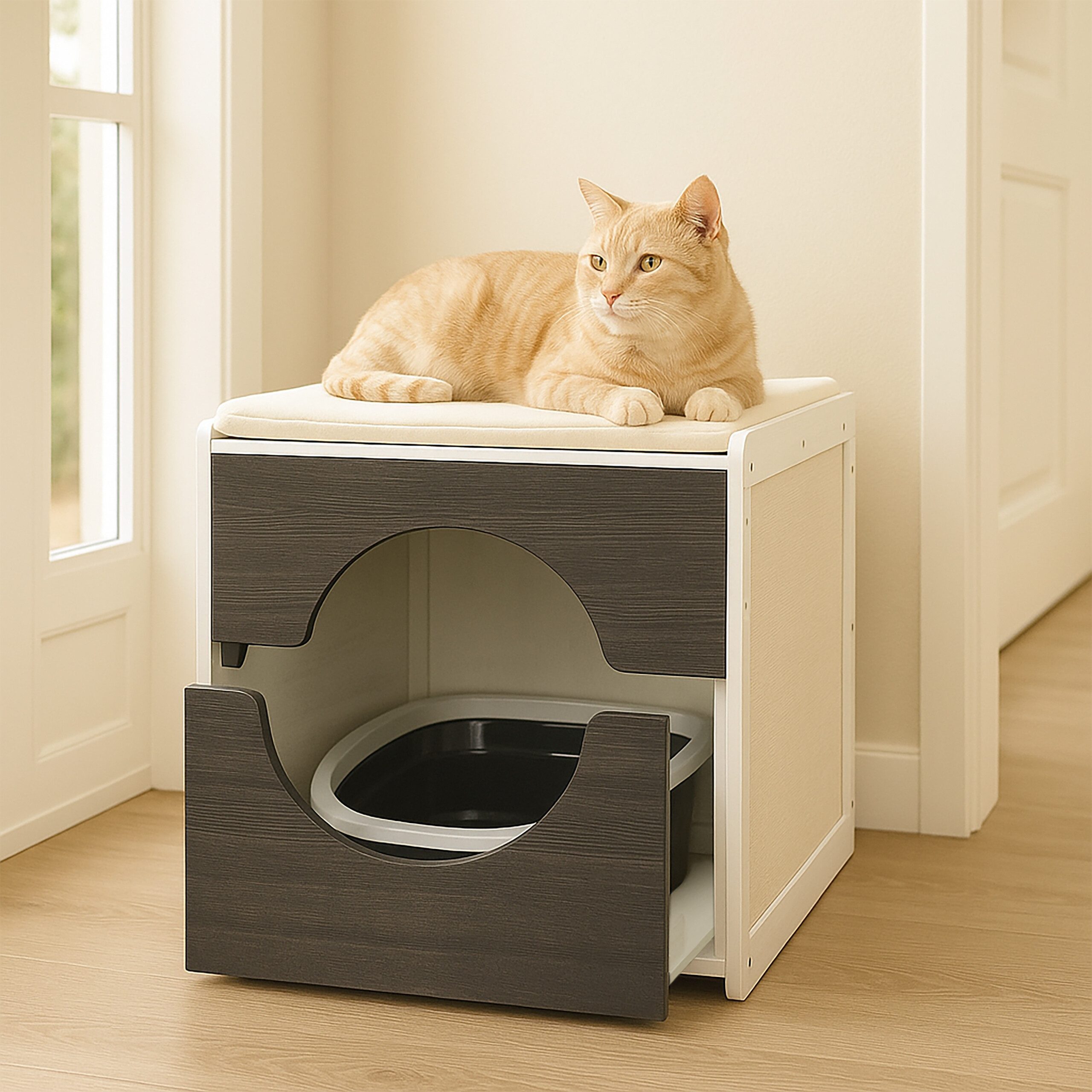 relaxdays Tierhaus Katzenschrank für Katzentoilette, Weiß günstig online kaufen