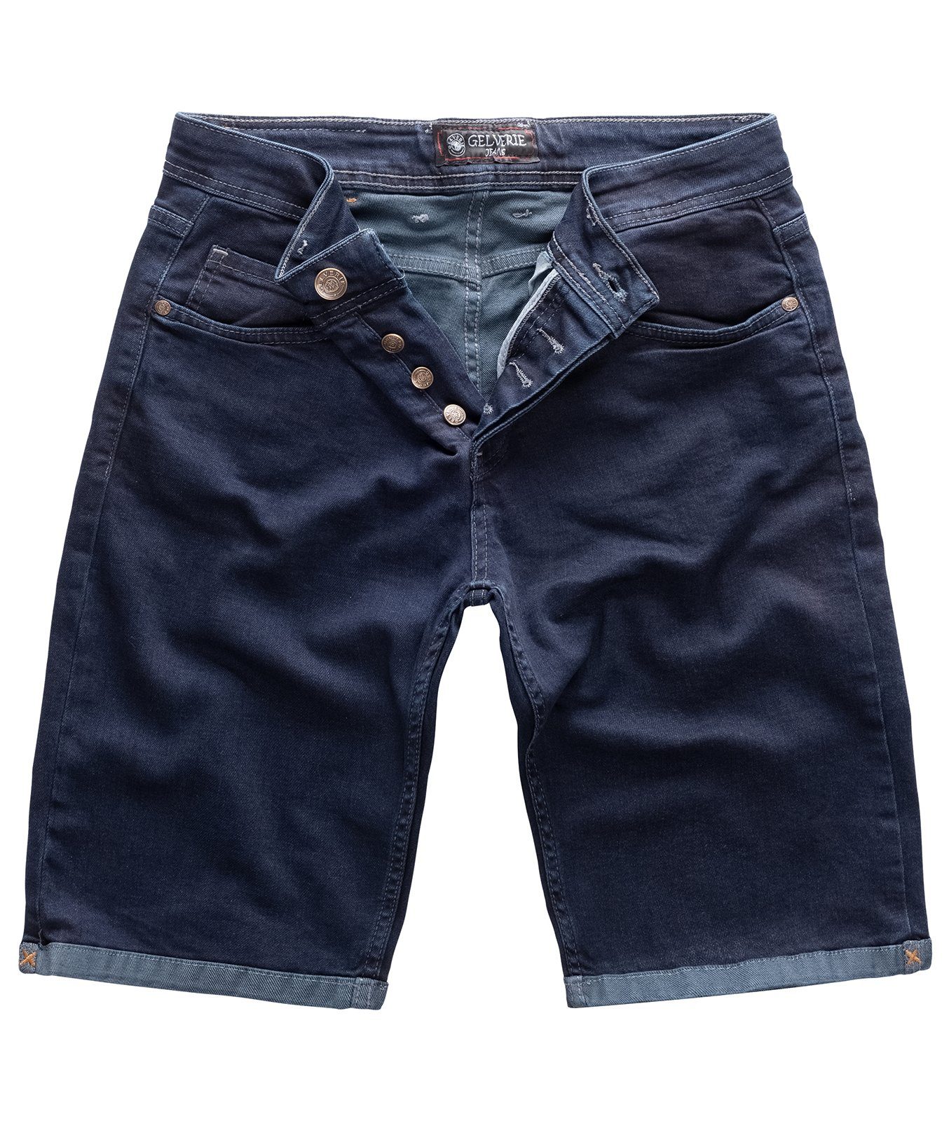 Herren Gelverie Stonewashed Jeansshorts Jeansshorts Dunkelblau G-301