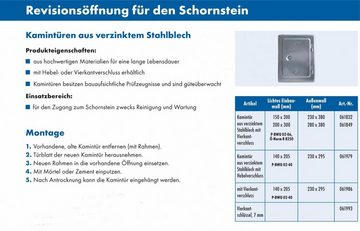 Marley Deutschland GmbH Stahl verzinkt Wandfliese Marley Kamintür 15x30cm Stahl verzinkt Reinigungsklappe Schornsteintür Revisionstür, 0x0, silber, für den Zugang zum Schornstein zwecks Reinigung und Wartung 