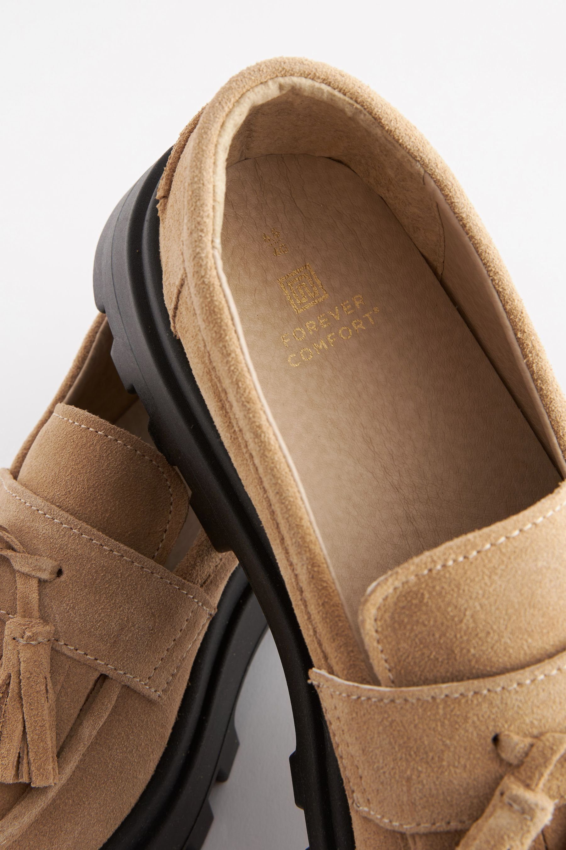 Forever derbe (1-tlg) Comfort® Leder-Loafer Loafer mit Next Quaste Taupe Beige