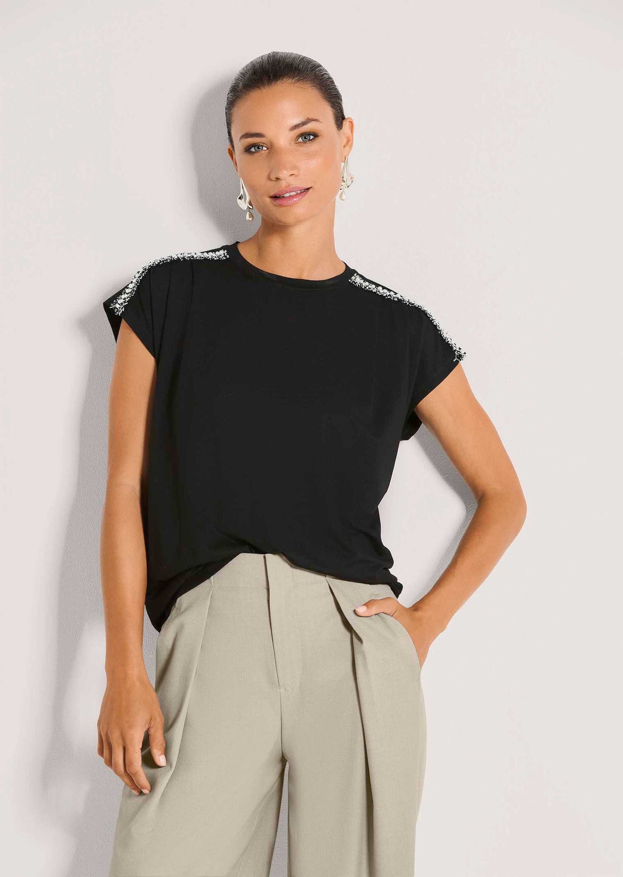 MADELEINE Kurzarmshirt Legeres Basic-Shirt mit Kurzarm, Rundhals Viskose-Ob günstig online kaufen