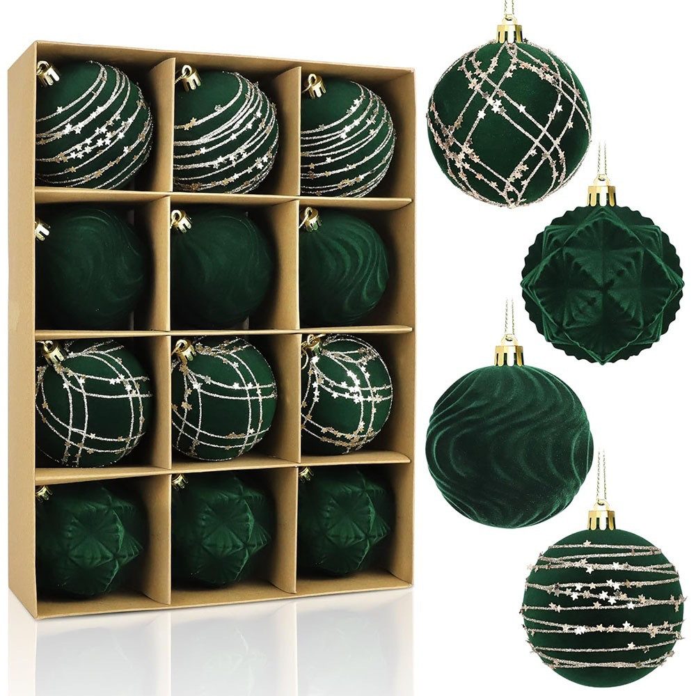 Sorvyzxn Weihnachtsbaumkugel Weihnachtsdeko Weihnachtskugeln 12-teiliges Set,Weihnachtsbaumschmuck, für Neujahrsparty Hochzeit Feiertag Weihnachtsdekoration