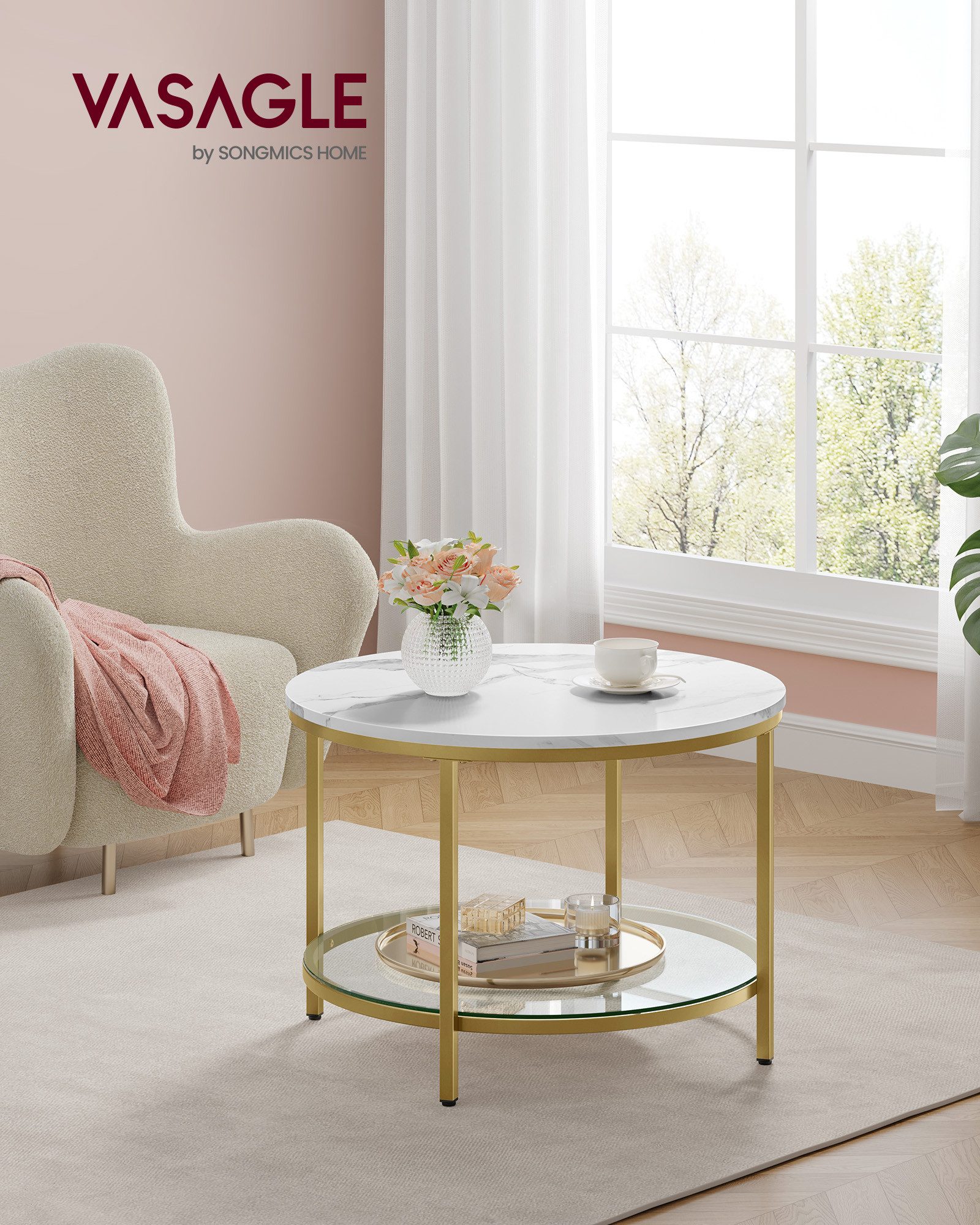 VASAGLE Couchtisch, Beistelltisch, Ø 65/80 x günstig online kaufen
