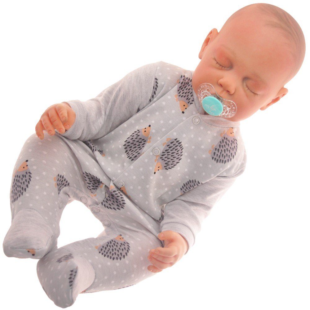 Strampler (2-tlg) Strampler Schlafanzug 2er Divita-Mode mint Baumwolle grau Schlafstrampler Baby Pack