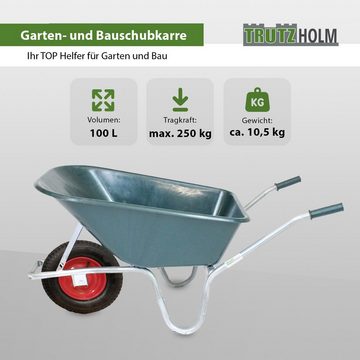 TRUTZHOLM Schubkarre Schubkarre 100 Liter bis 250 kg Gartenschubkarre Bauschubkarre Schiebk