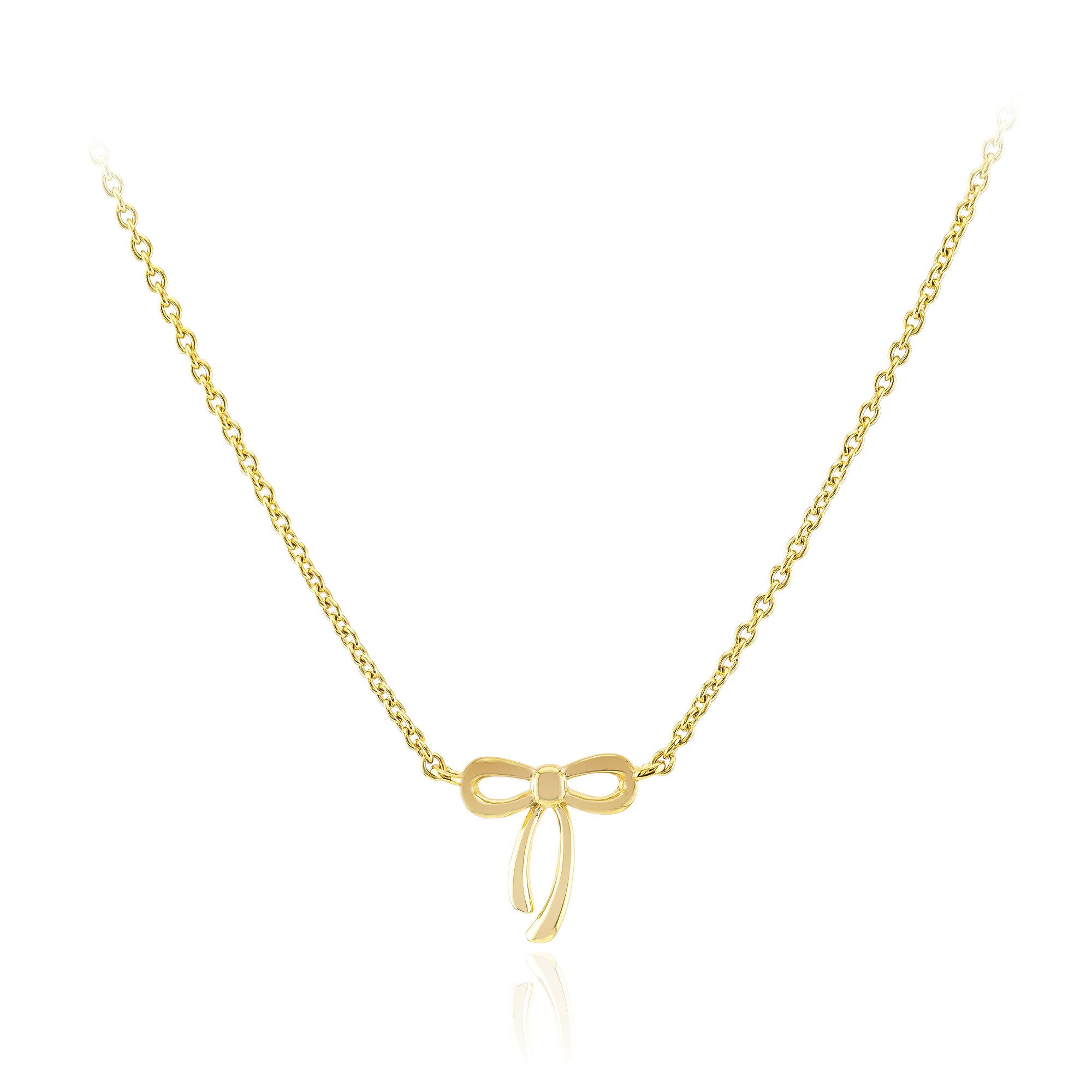 Silberkette Elegantes 925 Sterling Silber Collier, vergoldet, Schleife, 45,5 cm