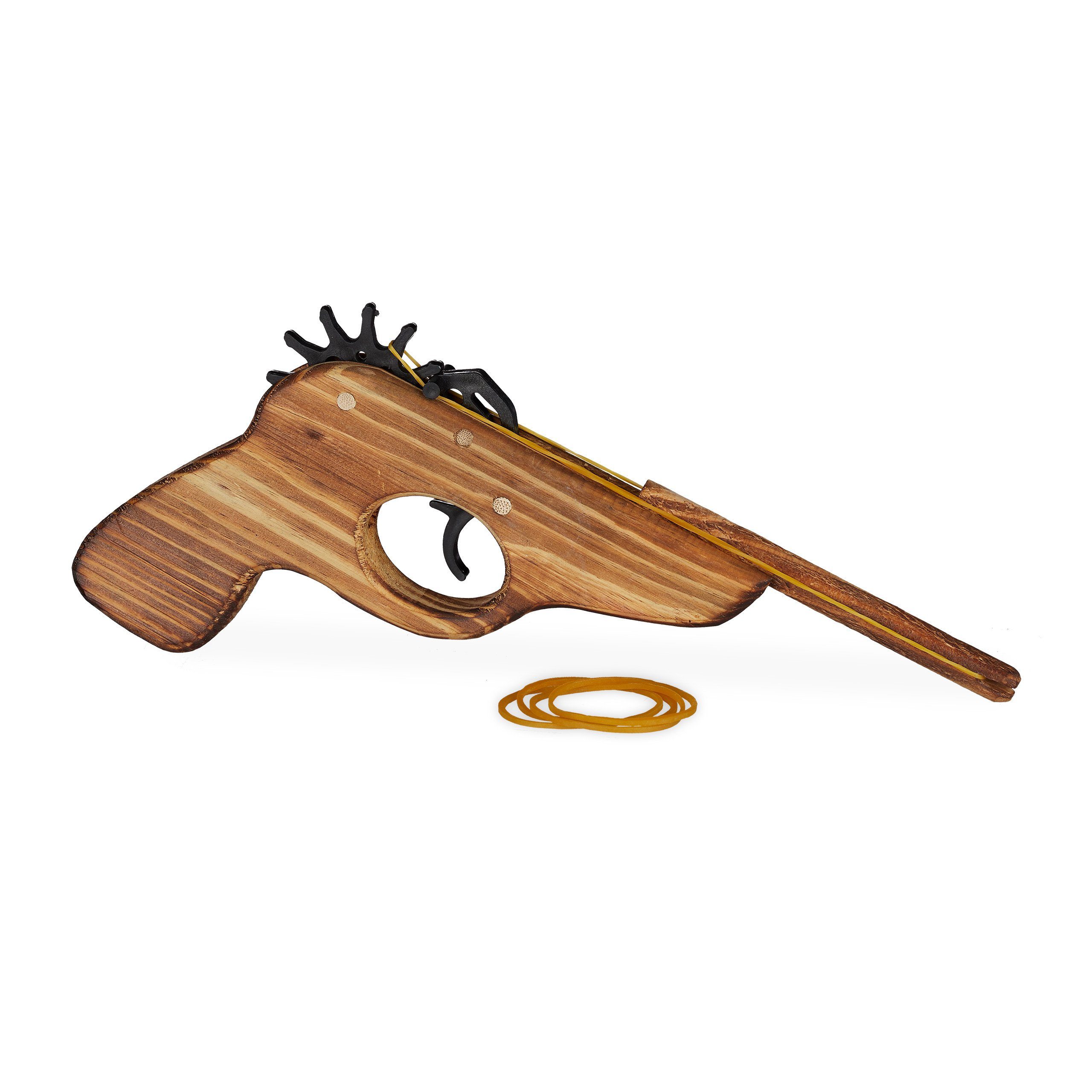 Cowboy-Kostüm Gummiband Pistole aus Holz