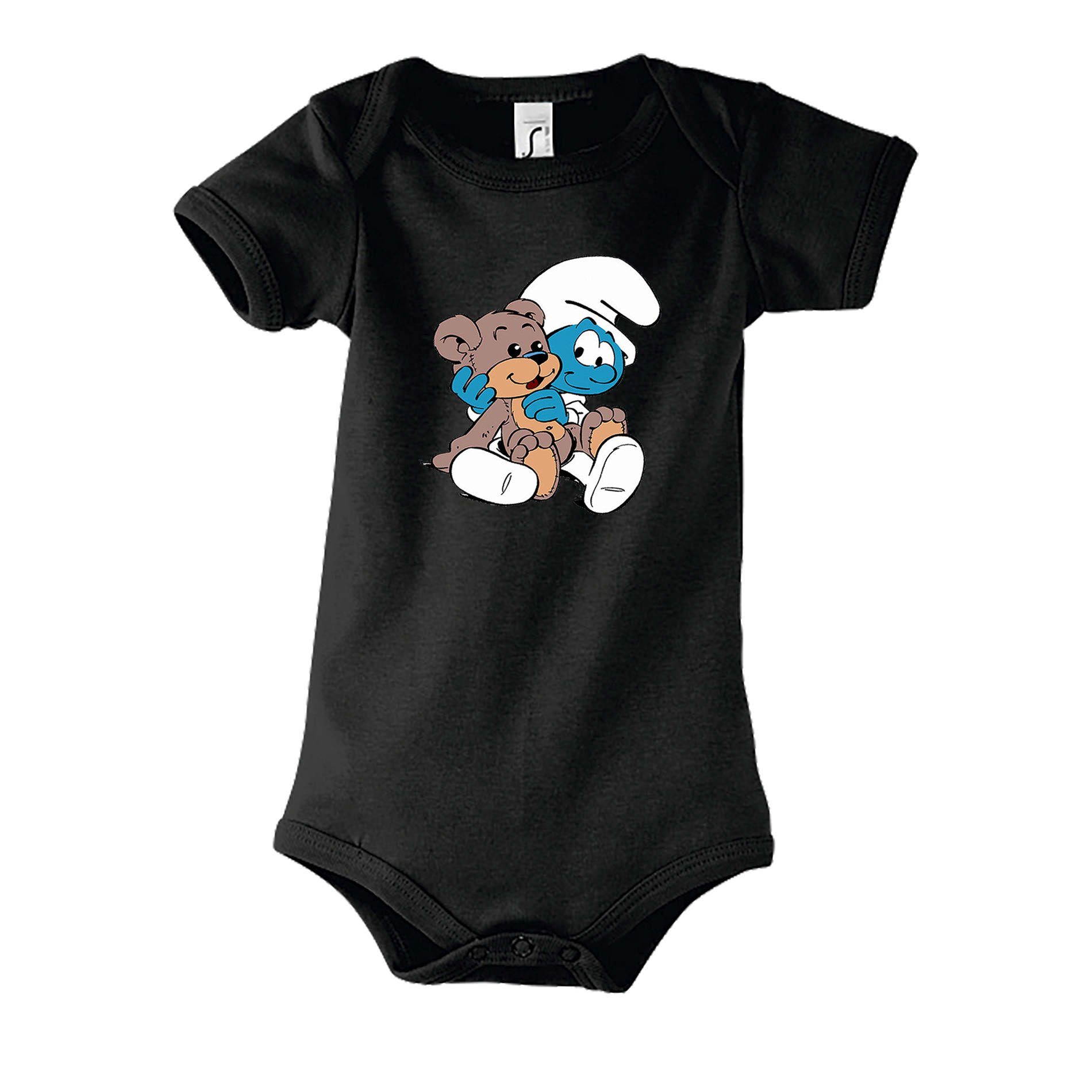 Teddy Serie Druckknopf Brownie Baby mit Kinder Strampler Blondie Schlumpf Schlümpfe Schwarz Babyschlumpf Bär Teddybär &