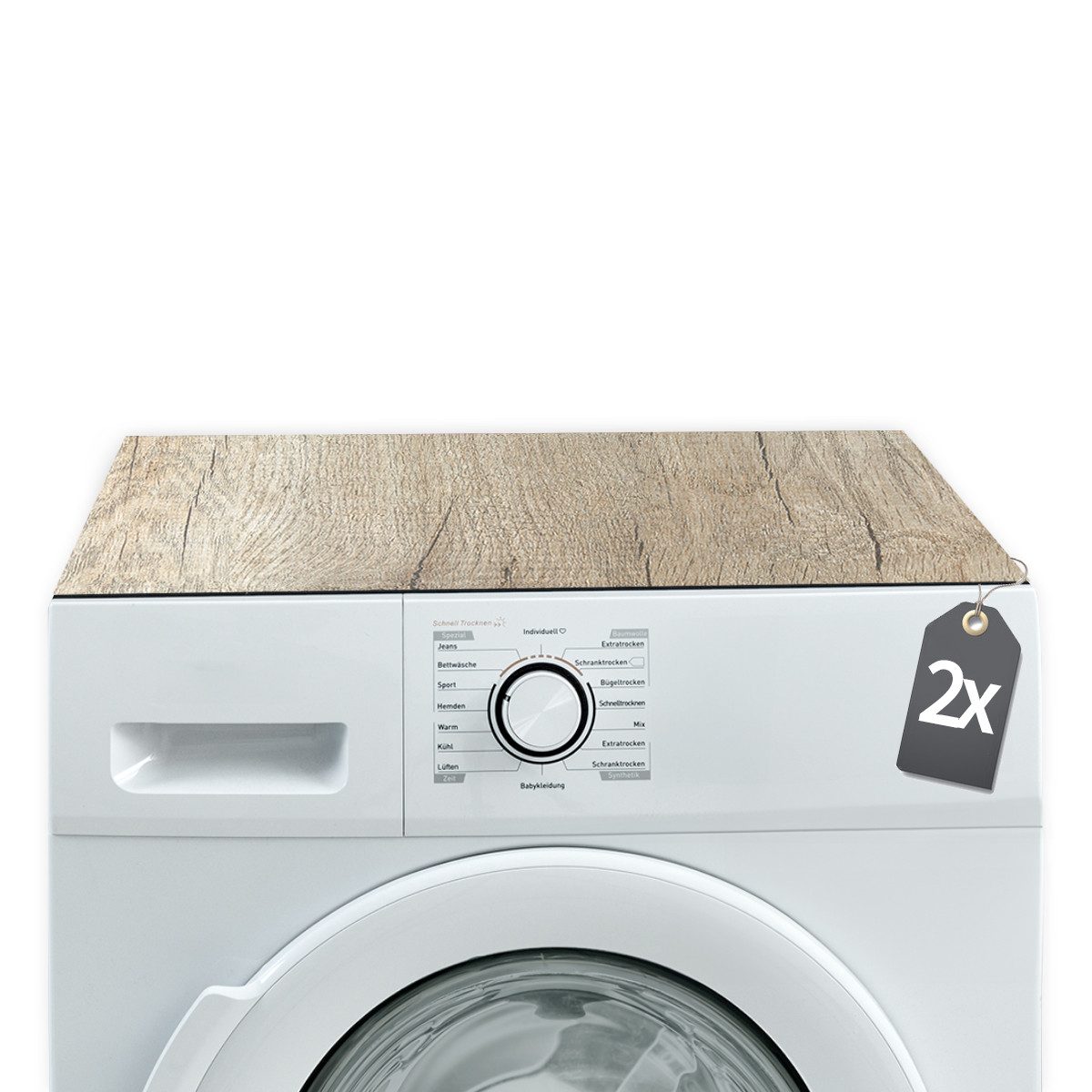 Tabletop Antirutschmatte Waschmaschinenauflagen 2er Holz-Optik 60 cm Textil-Finish waschbar, 2-St., Rutschfeste Gummi Unterlage als Trockner Waschmaschinen-Abdeckung