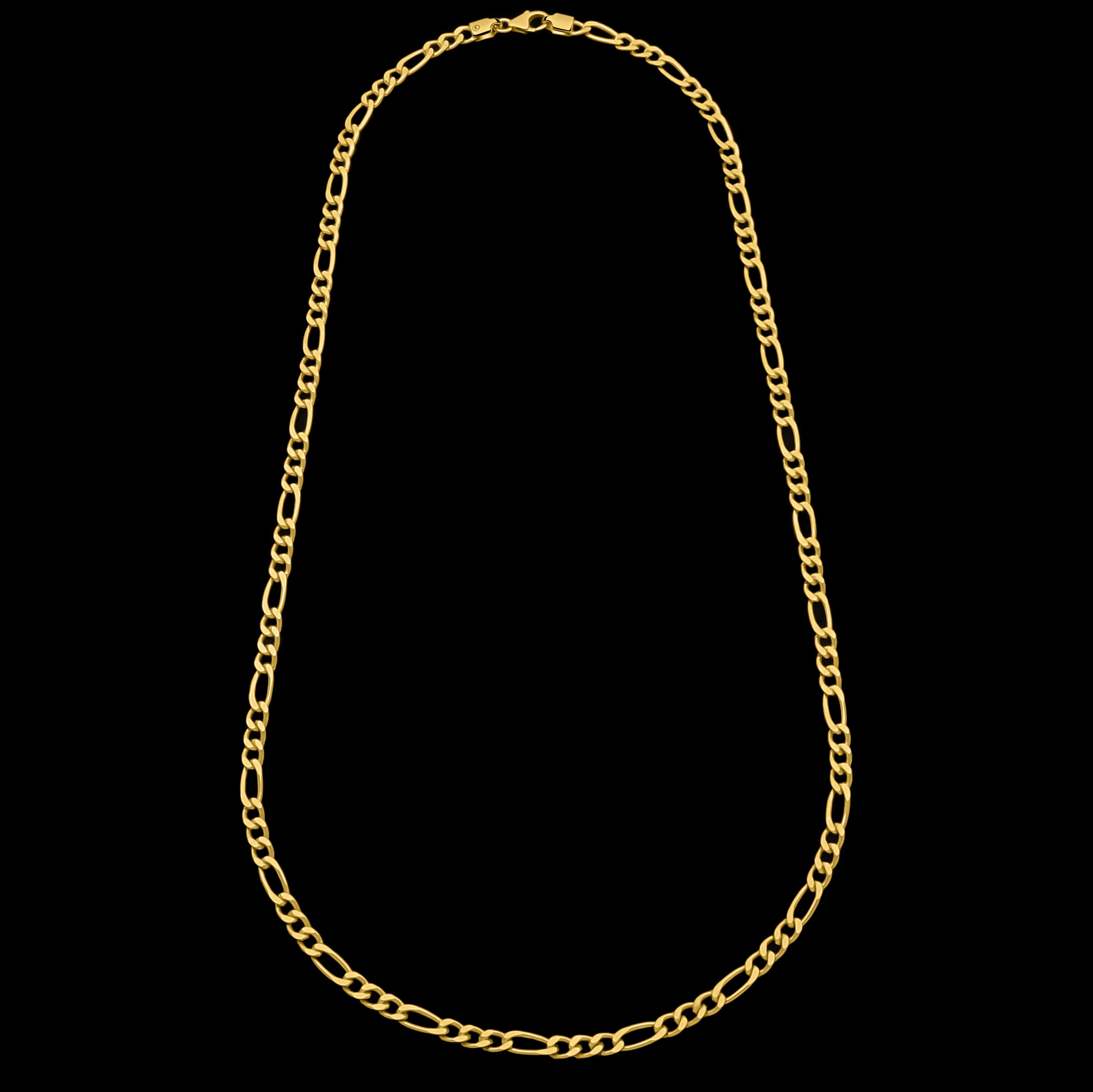 Tony Fein Kette ohne Anhänger Figarokette 3 mm 585er Vergoldet Massiv 45 cm, Made in Italy für Damen und Herren – Bild 4 von 5