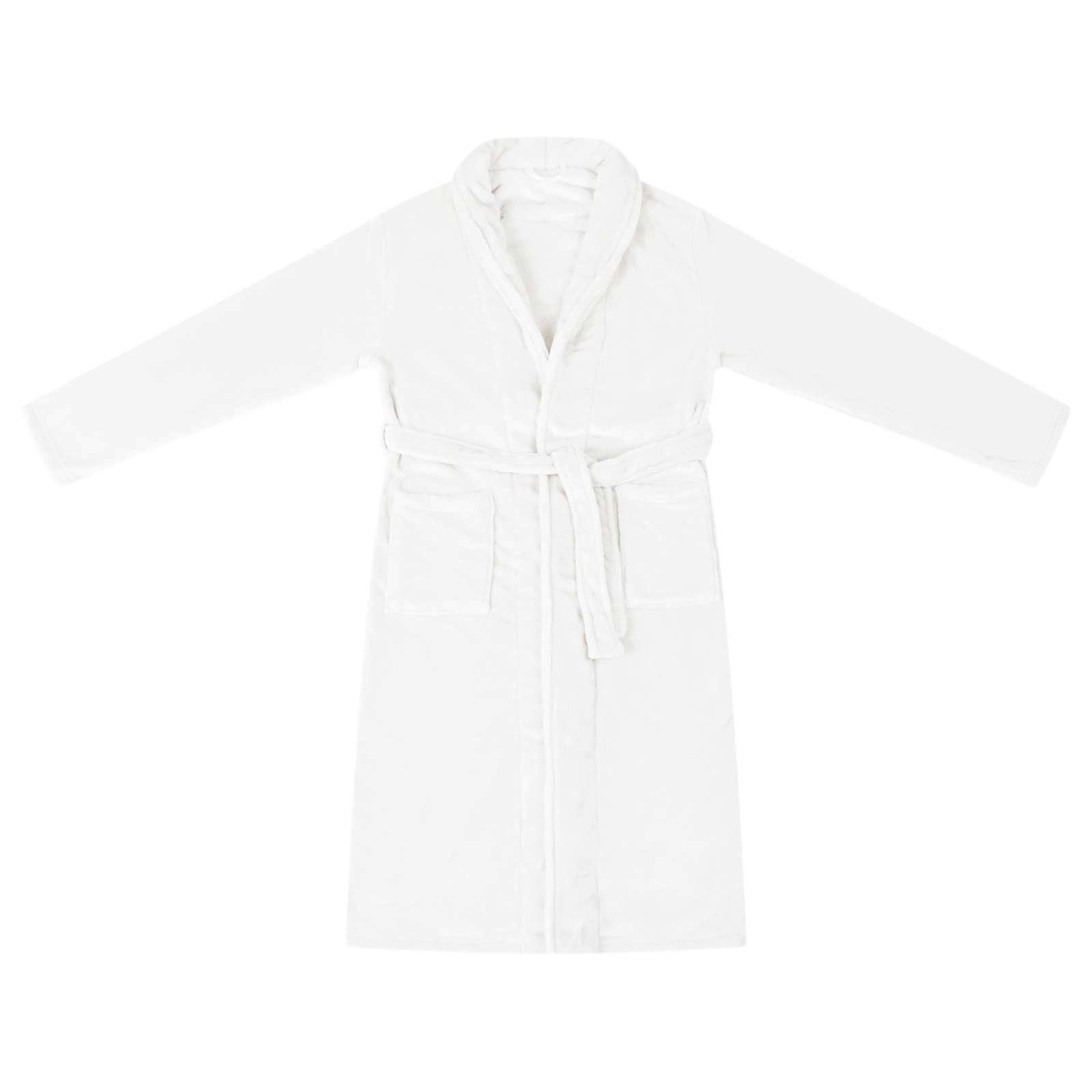 vidaXL Bademantel Bademantel ohne Kapuze Weiß L Flanell, Vlies