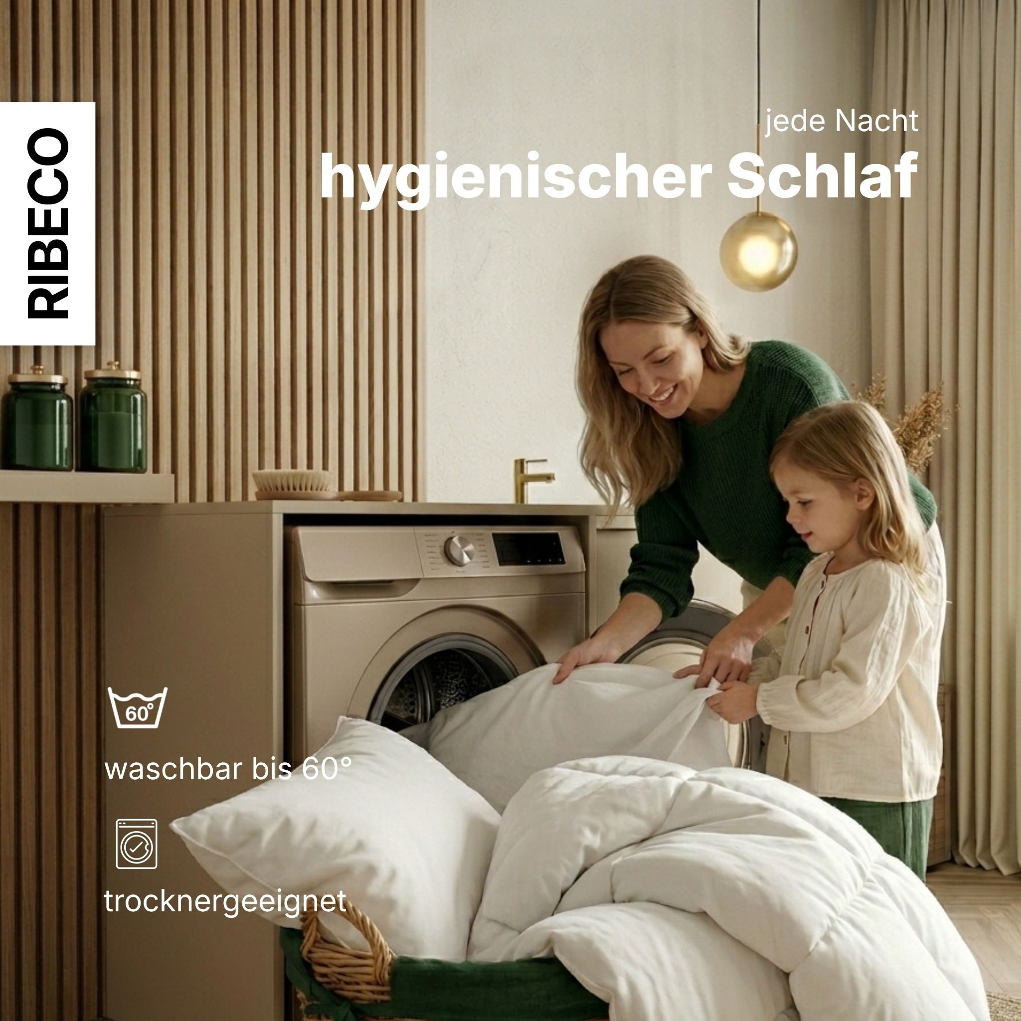 RIBECO Federbettdecke Laram, Bettdecken für Sommer oder Winter, Made in Germany, Füllung: 90% Federn, 10% Daunen, Bezug: 100% Baumwolle, Super Preis-Leistung, Bettdecke 135x200 cm oder 155x220 cm, Decke