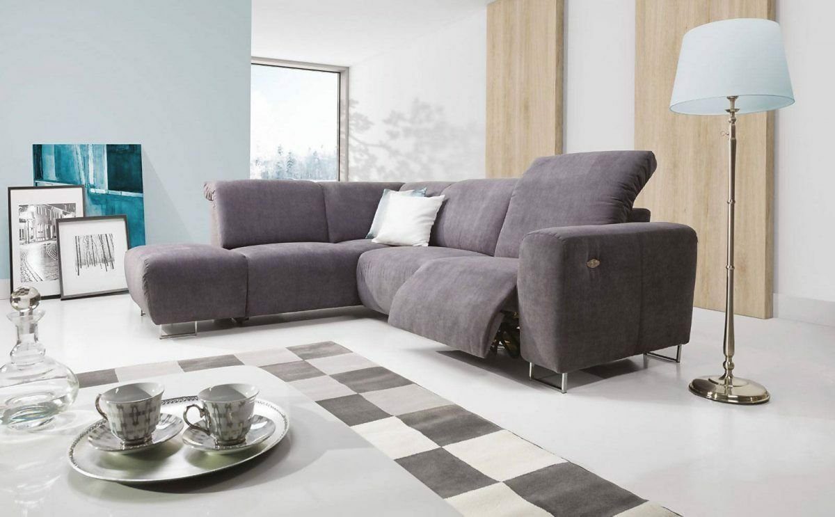 JVmoebel Ecksofa Graues Ecksofa Sofa Heimkino Eckcouch Eck Sofas Couch Polster, Made in Europe