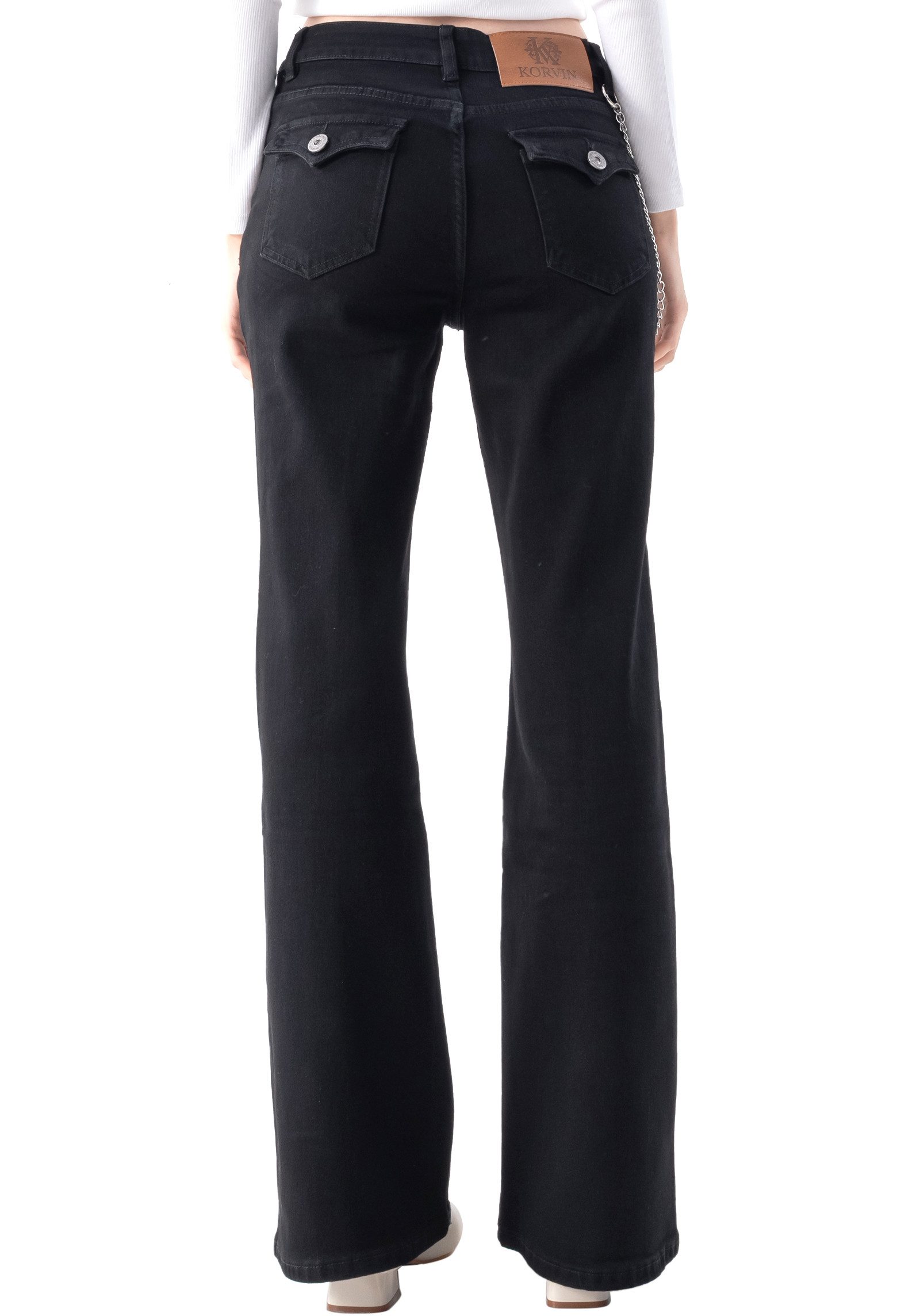 KORVIN Bootcut-Jeans High Waist Stretch Bootcut Slim Fit Flared Jeans SchlagHosen für Damen (Packung) Stretch