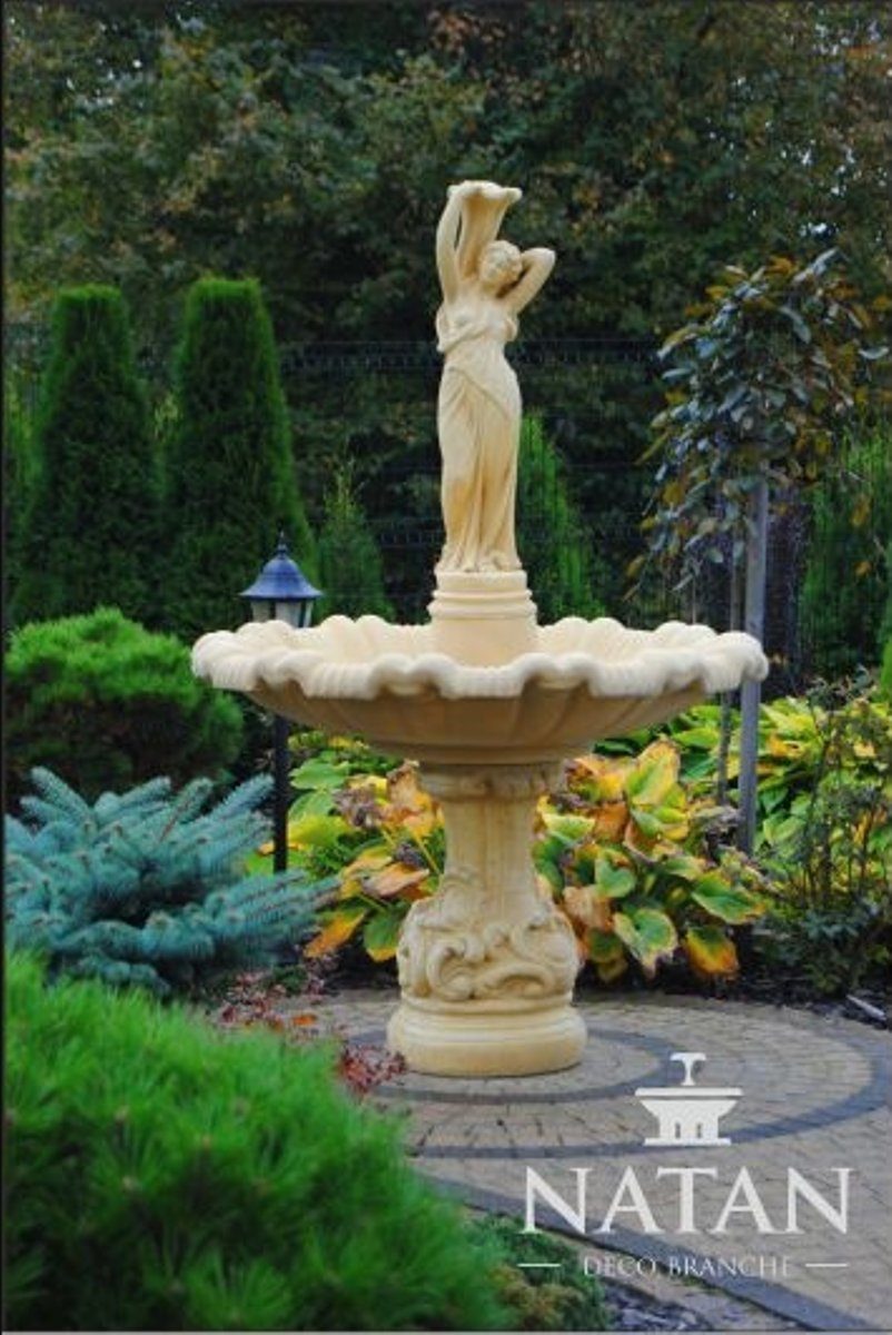 JVmoebel Skulptur Zierbrunnen Springbrunnen Brunnen Garten Fontaine Teich ELENA NOEMI