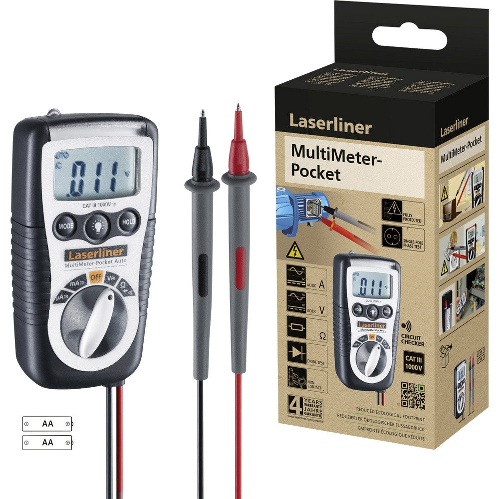 LASERLINER Spannungsprüfer Laserliner MultiMeter-Pocket Hand-Multimeter, (MultiMeter-Pocket)
