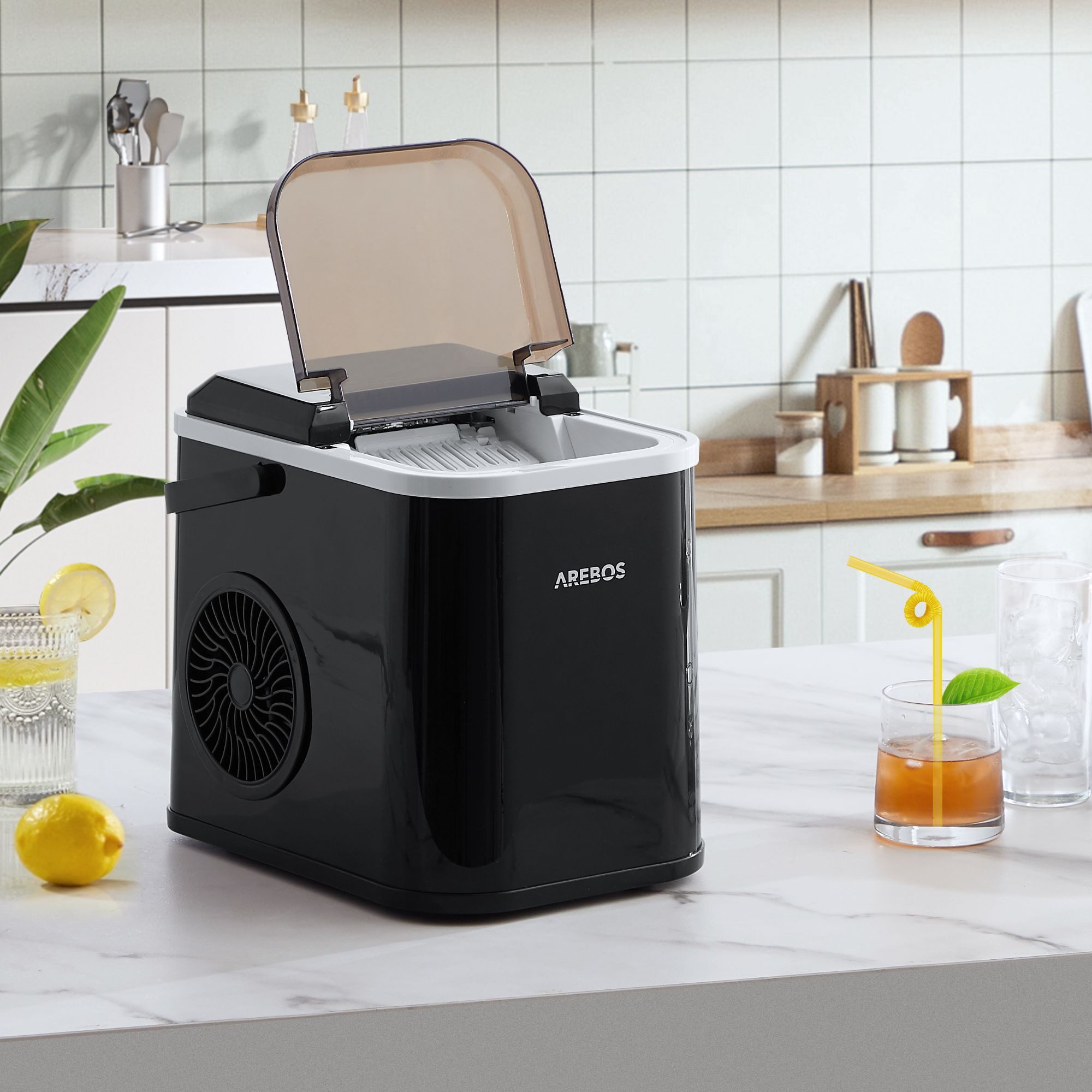Arebos Eiswürfelmaschine 1,1L Icemaker Eiswürfelbereiter Eismaschine 12 kg