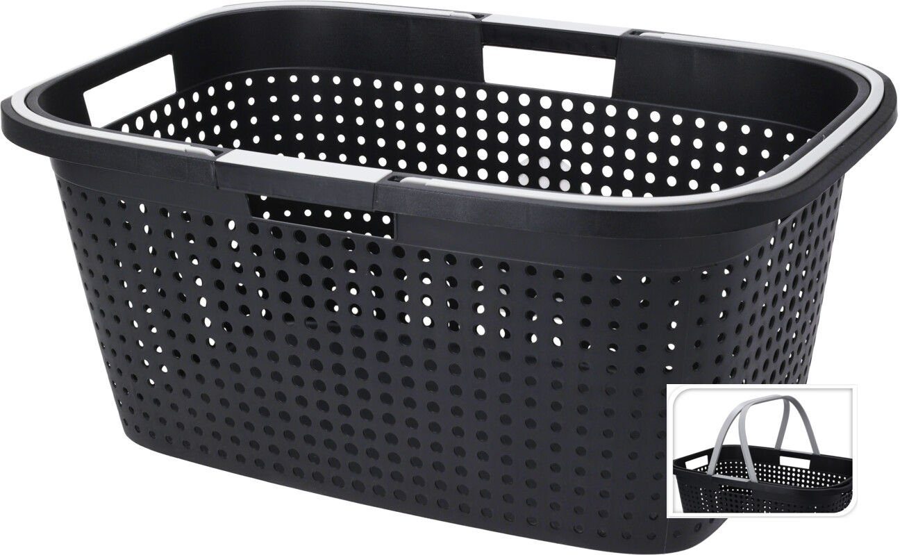 Spetebo Wäschekorb »Wäschekorb mit Griffen 45 Liter - schwarz«, Tragekorb  mit klappbaren Griffen - Einkaufskorb Wäschewanne Wäschesammler online  kaufen | OTTO
