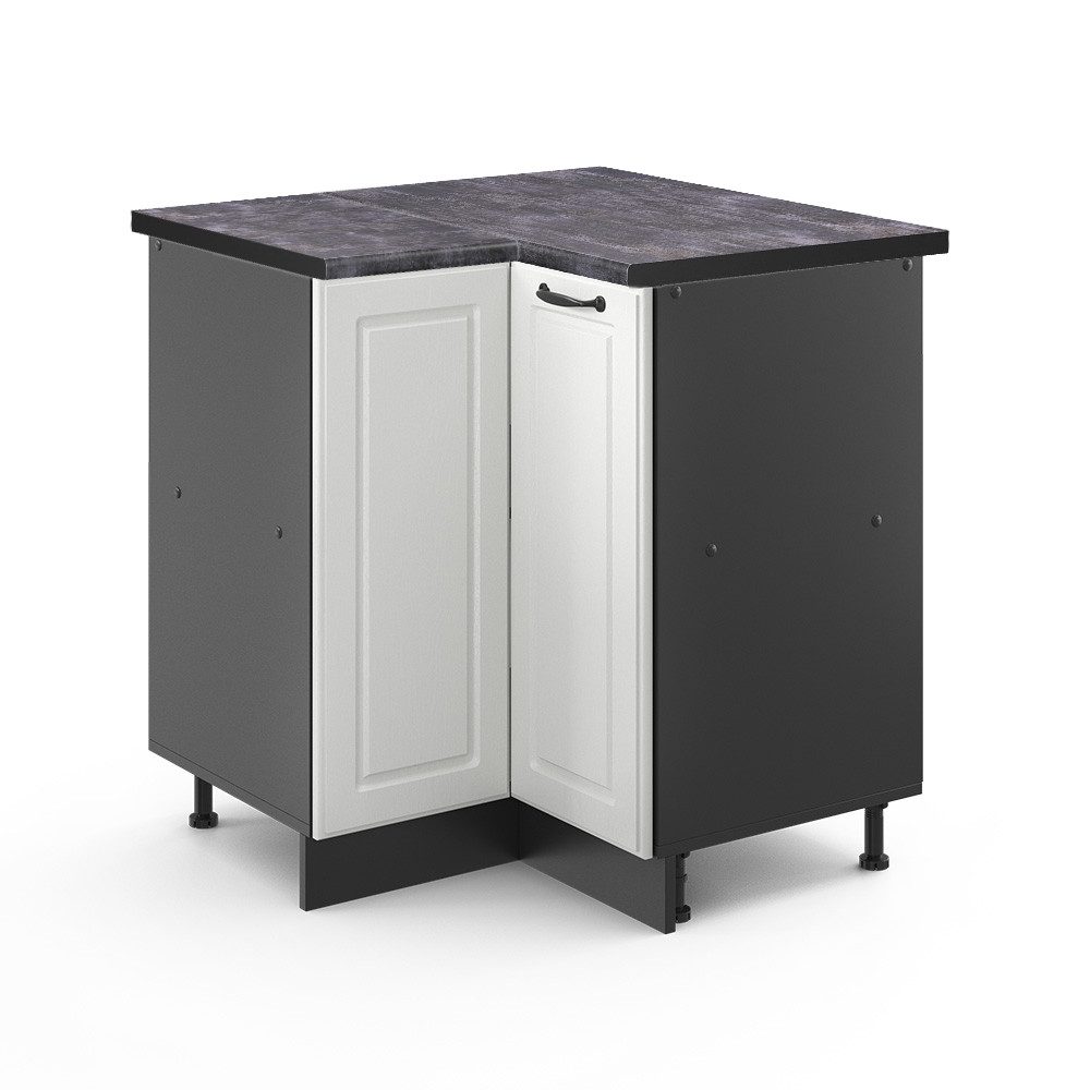 Vicco Eckunterschrank R-Line Weiß Landhaus/Anthrazit 76 cm AP Anthrazit günstig online kaufen