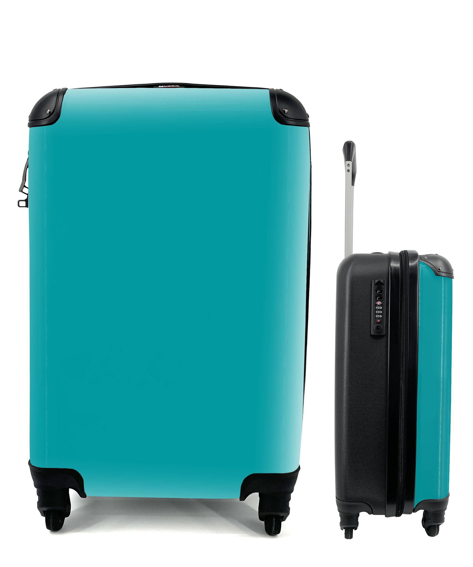 MuchoWow Handgepäckkoffer Blau - Unifarben, 4 Rollen, Reisetasche mit rollen, Handgepäck für Ferien, Trolley, Reisekoffer