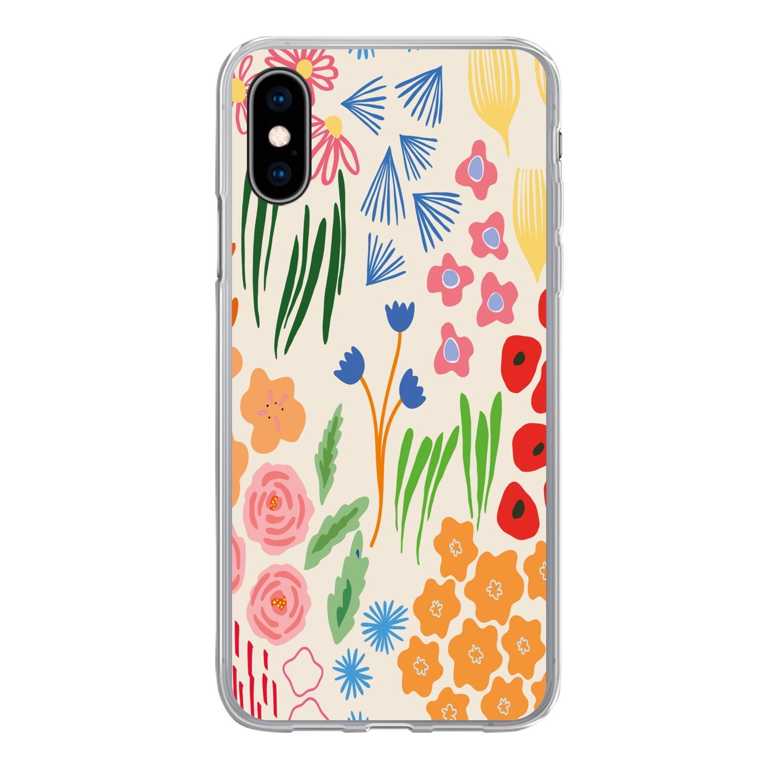 MuchoWow Handyhülle für Apple iPhone X Blumen - Muster - Feldblumen, Smartphone-Bumper, Print, Handy Schutzhülle Dünn