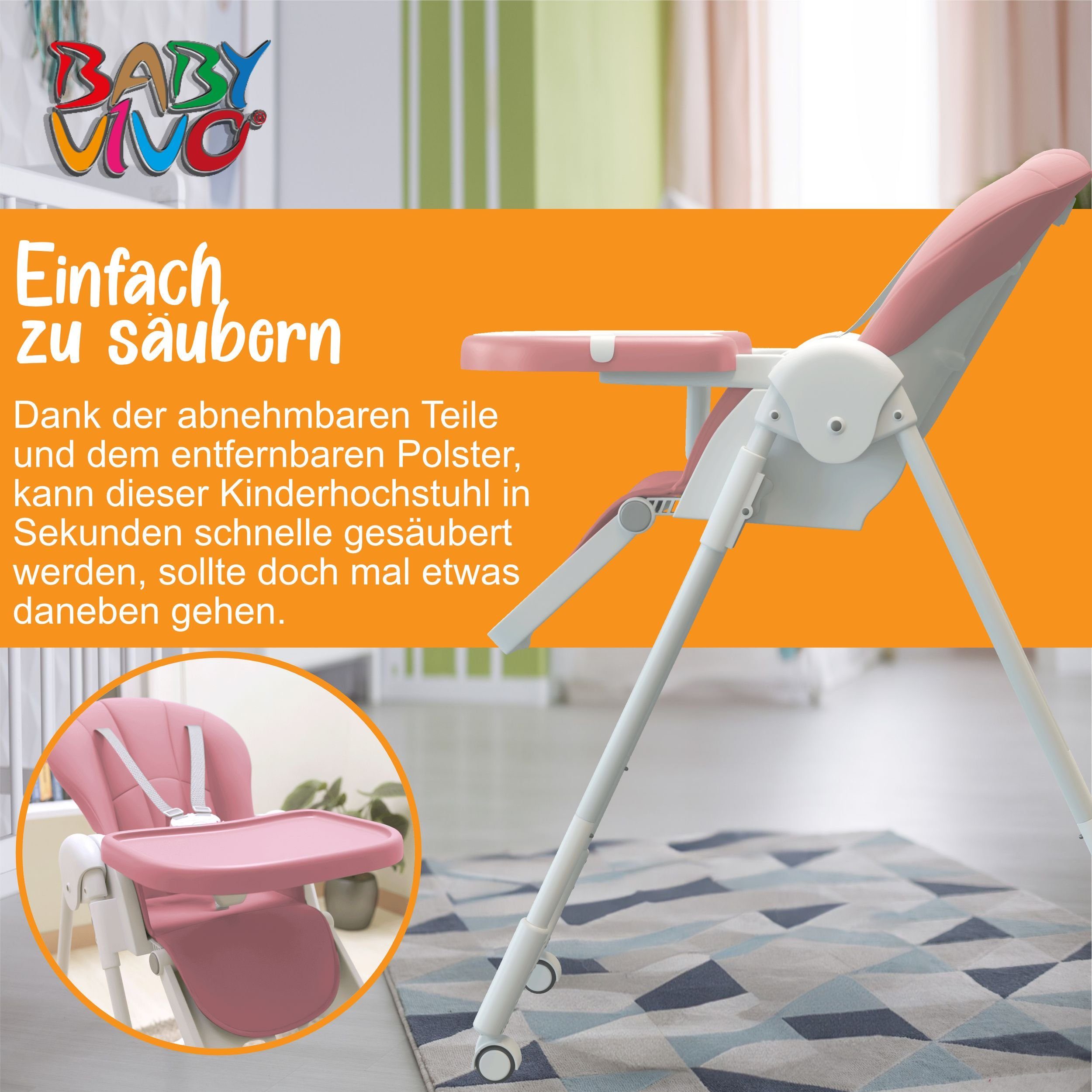 Baby Kinderhochstuhl Tippy Bubblegum in Kunststoff aus Design Hochstuhl Vivo -