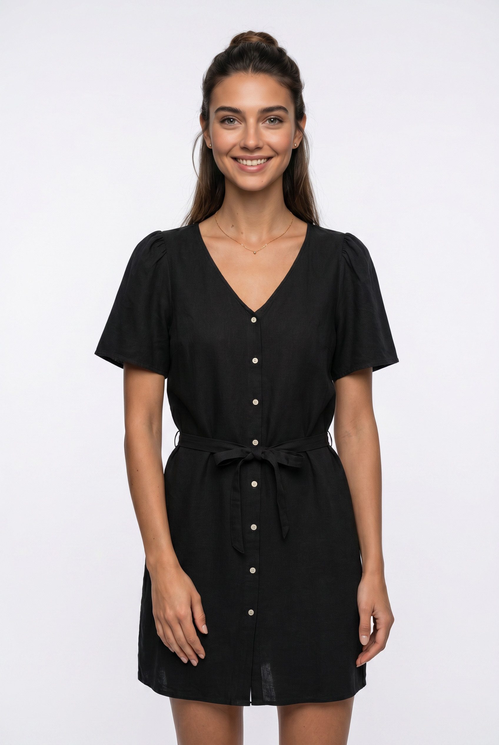 Vero Moda Hemdblusenkleid VMMYMILO 2/4 SHORT SHIRT DRESS WVN GA mit Taillengürtel