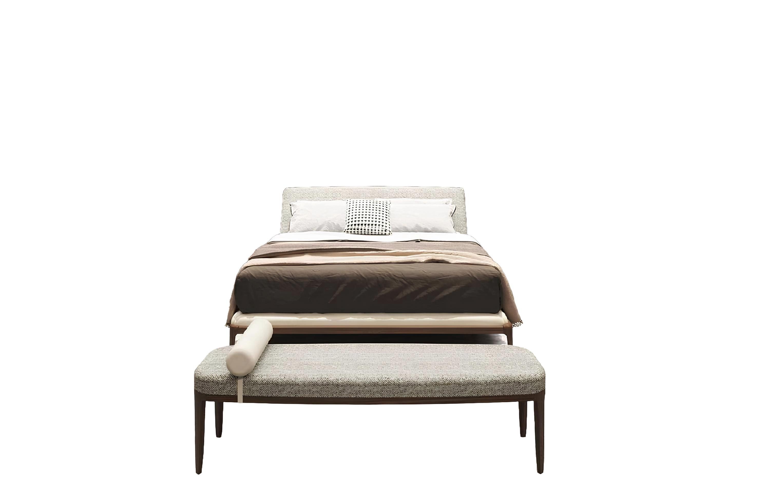 JVmoebel Bettbank Luxuriöser grauer Hocker aus weichem Stoff für das Schlafzimmer (Hocker), Made in Europa